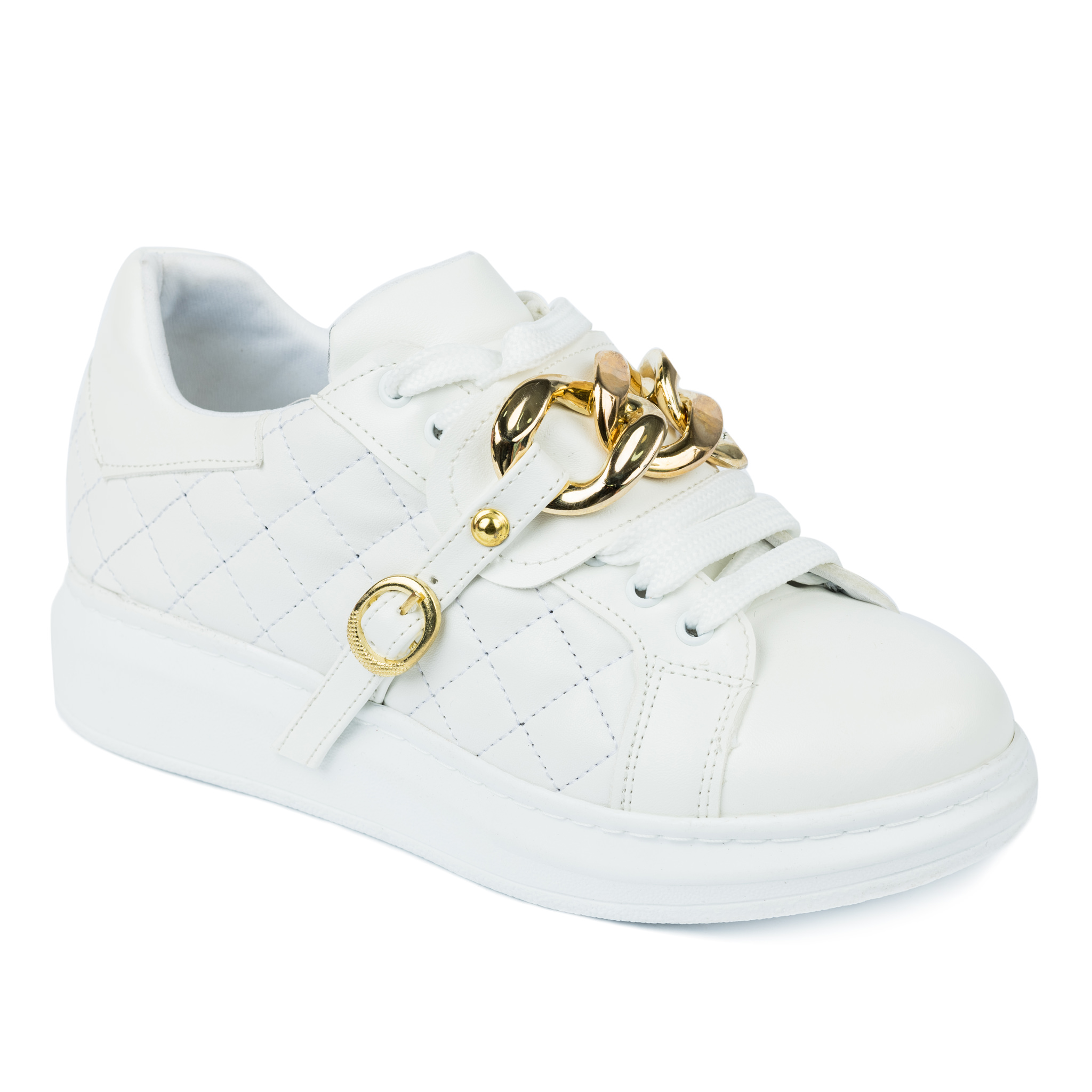SAW SNEAKERS WITH CHAIN - WHITE
