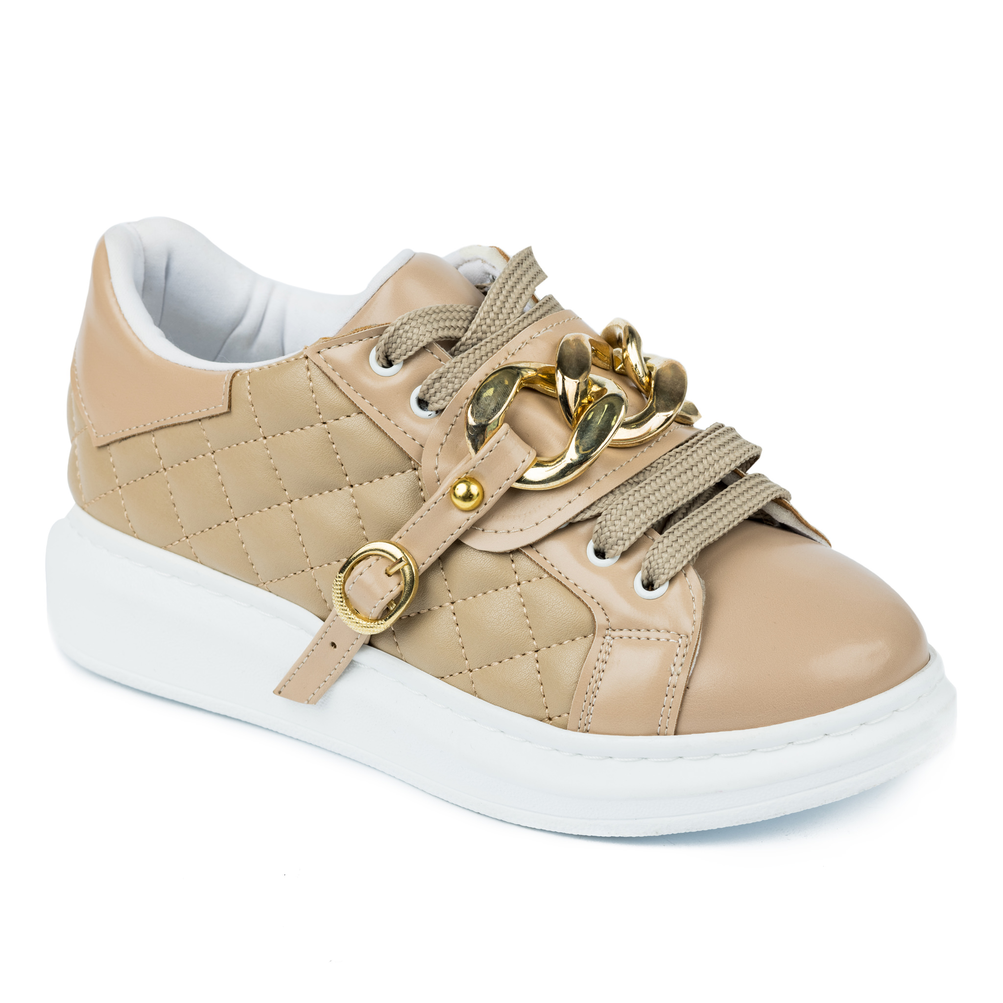 SAW SNEAKERS WITH CHAIN - BEIGE