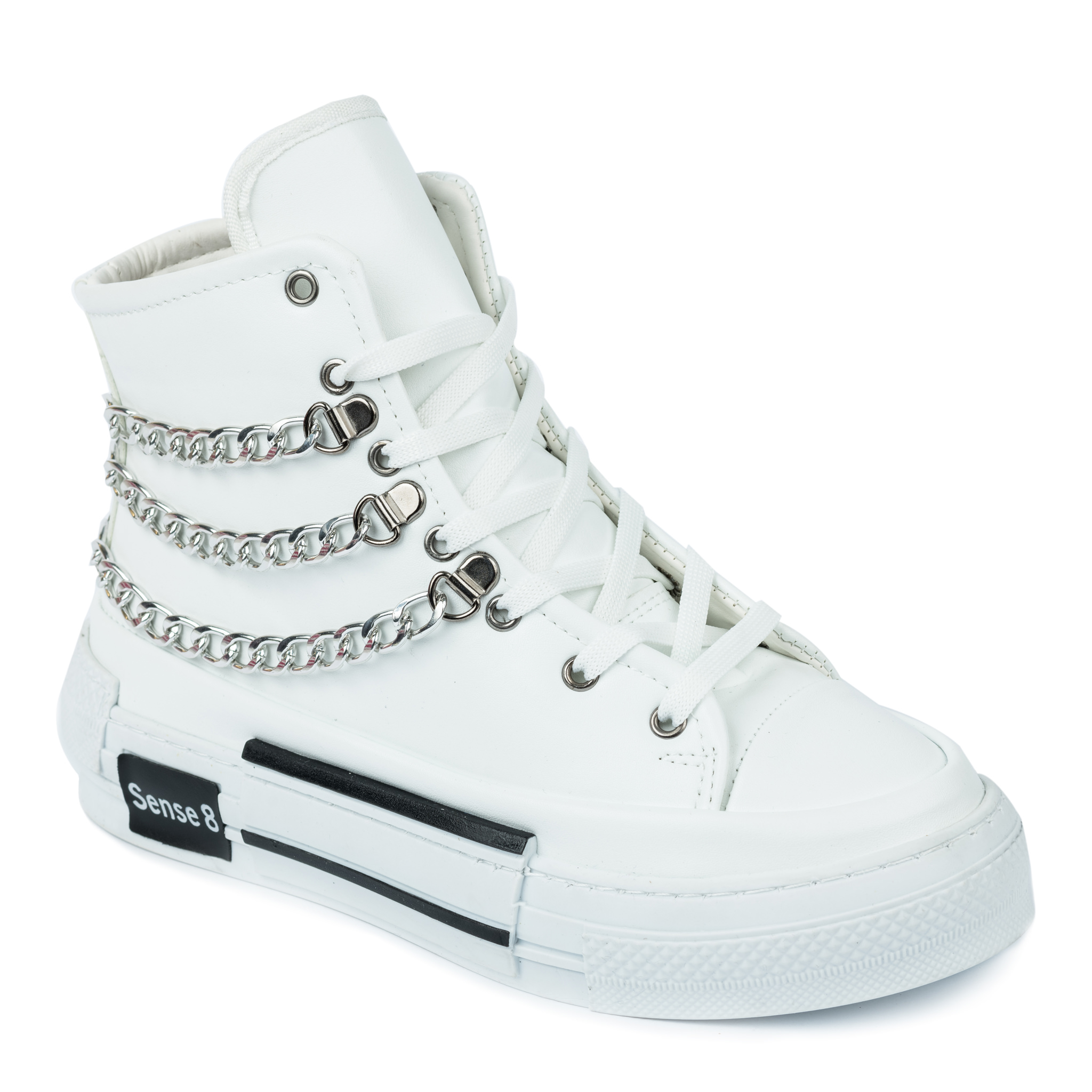 ANKLE SNEAKERS WITH CHAIN - WHITE
