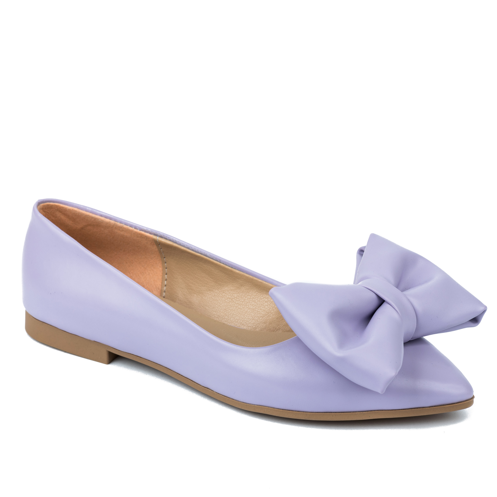 POINTED FLATS WITH BOW - PURPLE