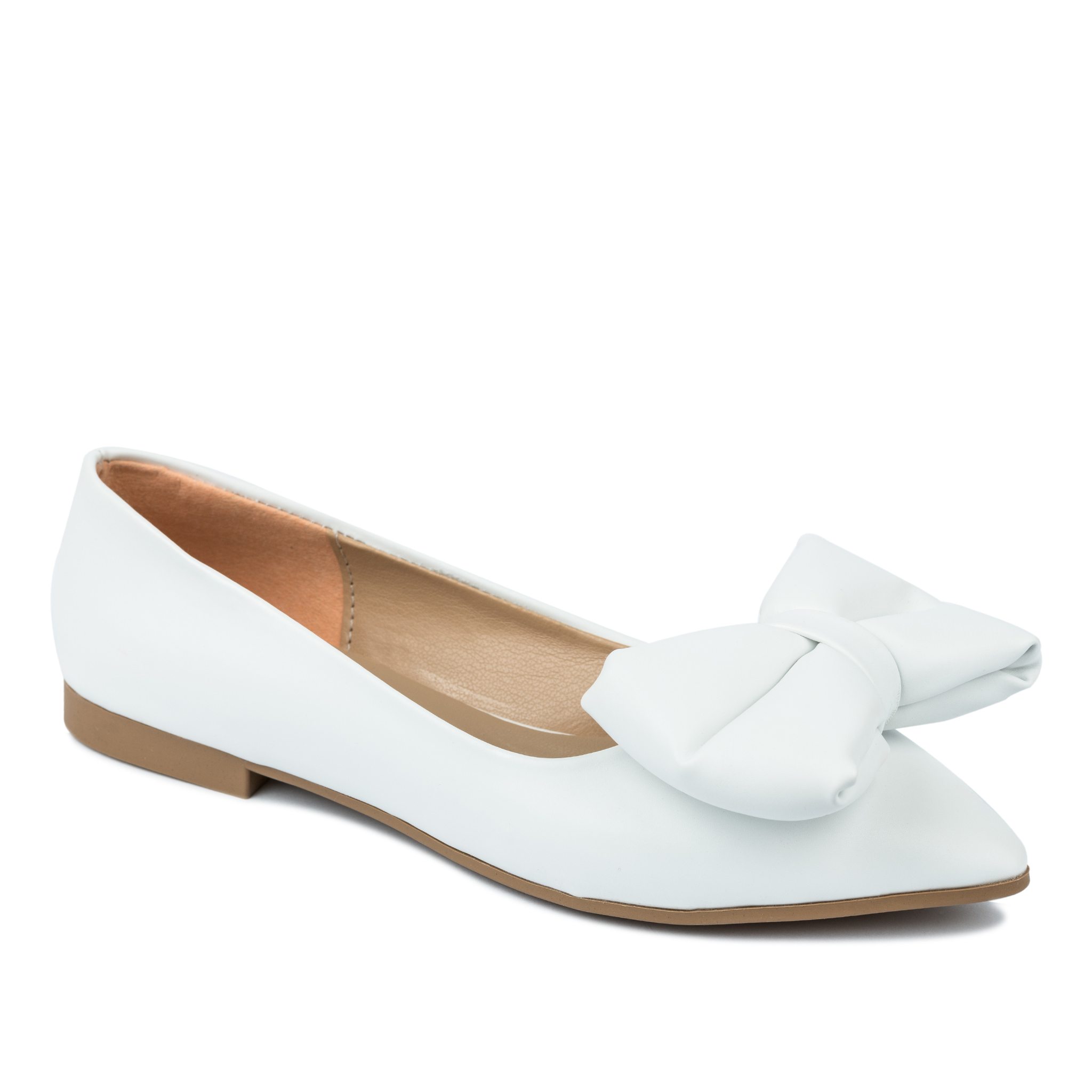 POINTED FLATS WITH BOW - WHITE