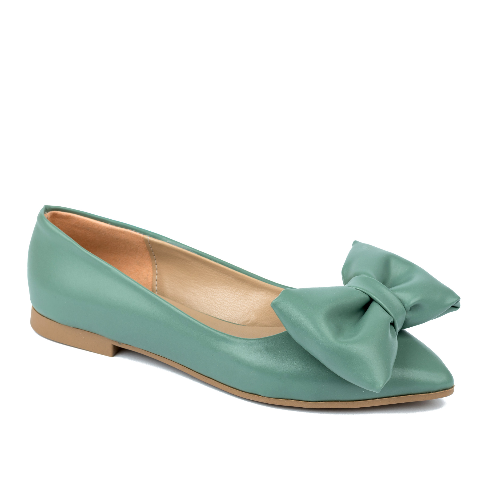 POINTED FLATS WITH BOW - GREEN