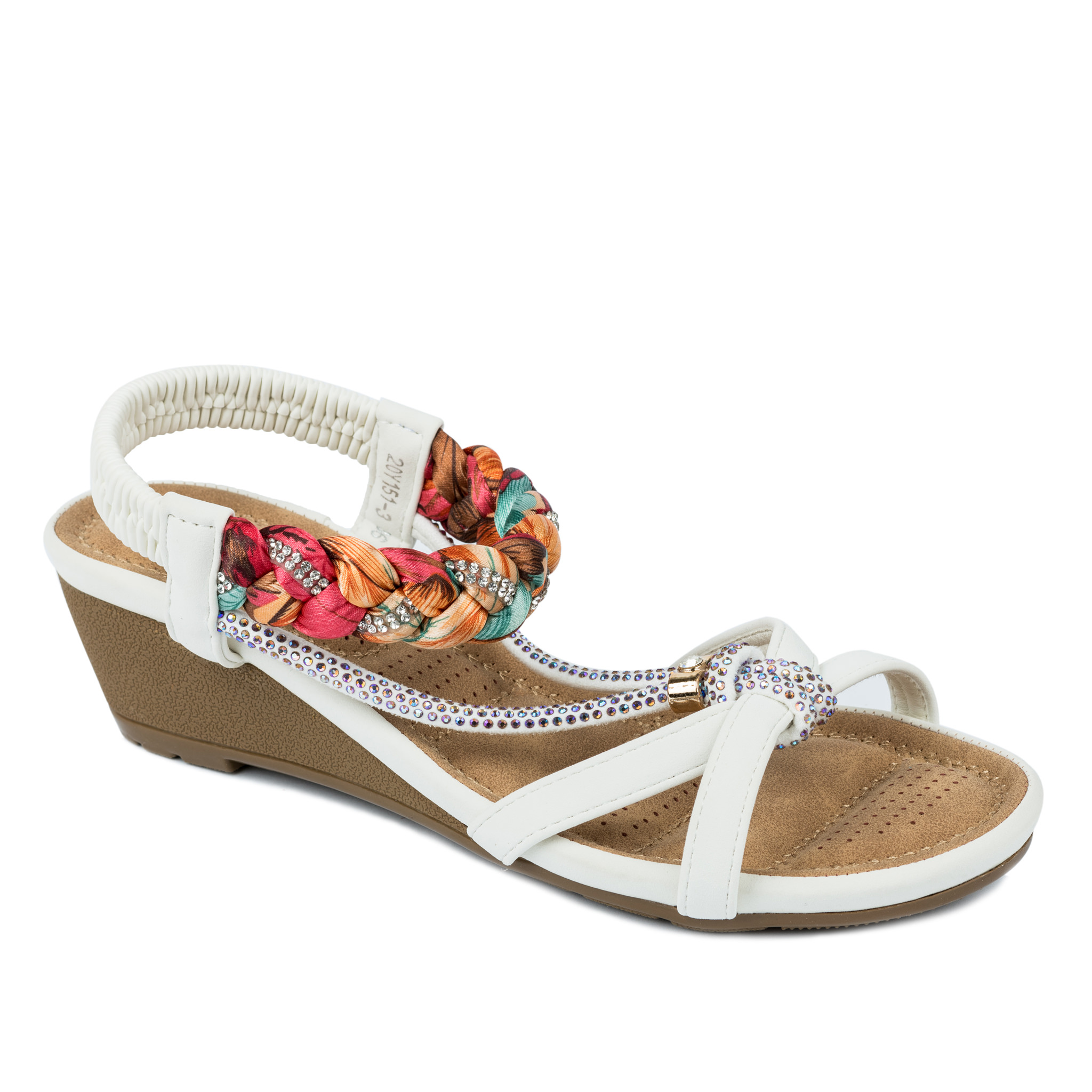 WEDGE SANDALS WITH BRAID - WHITE