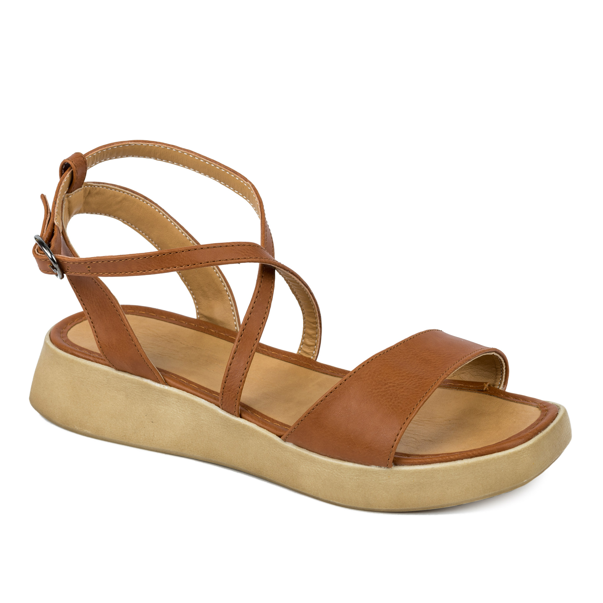 HIGH SOLE SANDALS - CAMEL