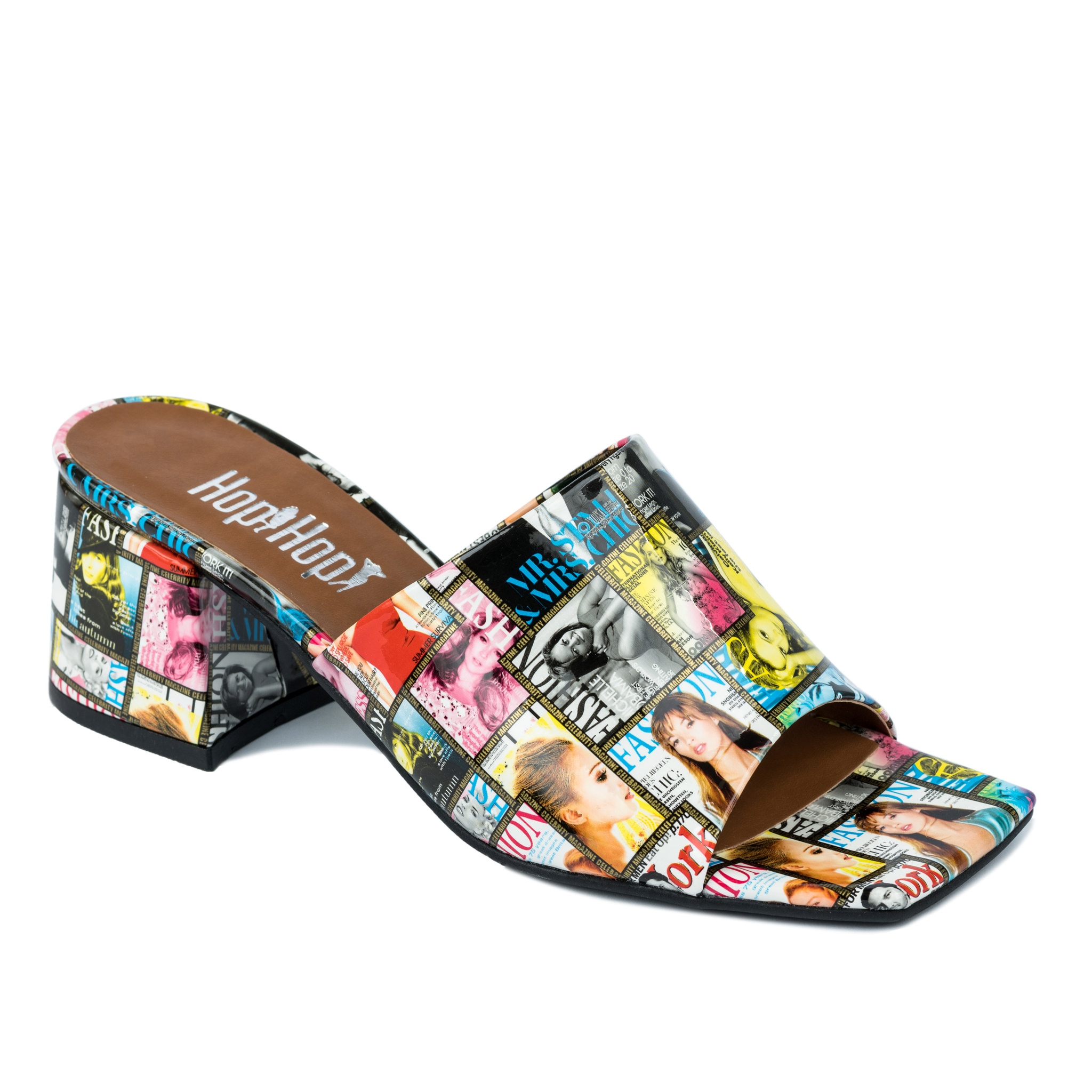FASHION COLORFUL MULES WITH BLOCK HEEL