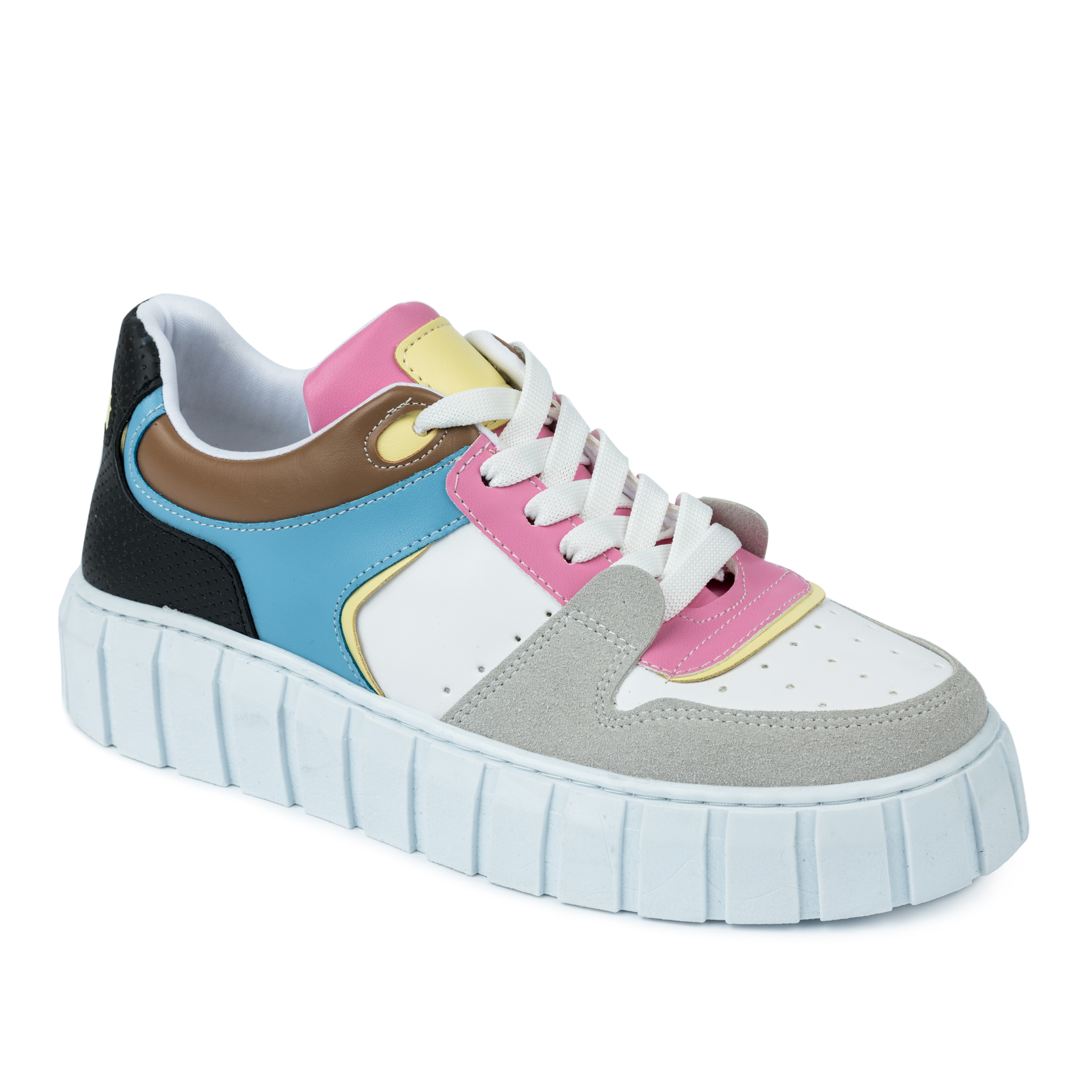 SNEAKERS WITH HIGH SOLE - WHITE/ROSE
