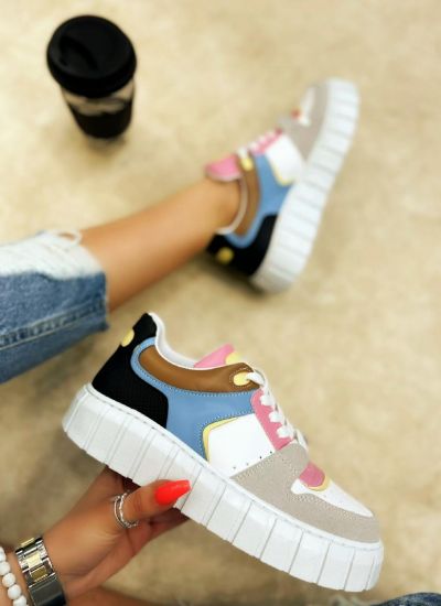 SNEAKERS WITH HIGH SOLE - WHITE/ROSE
