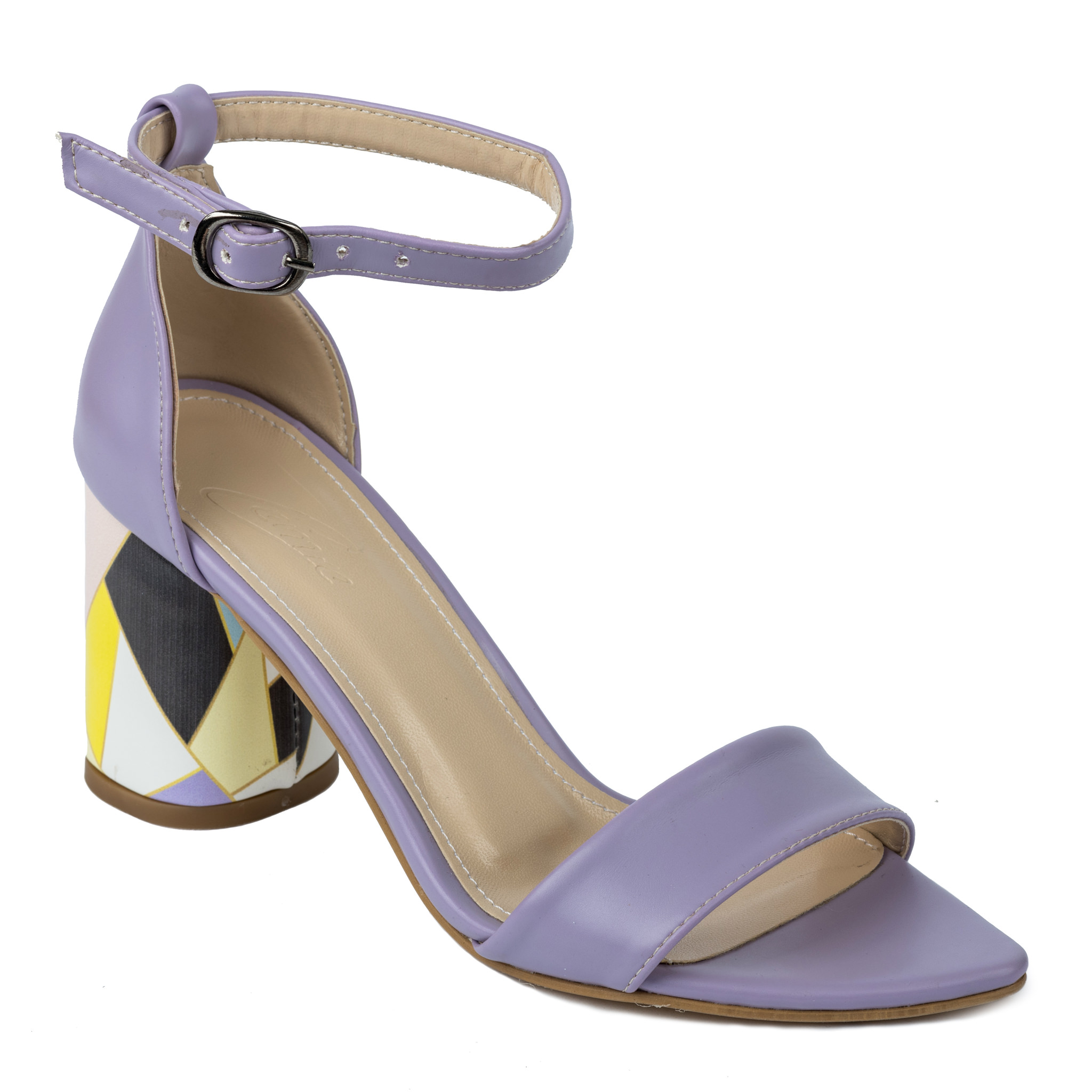 SANDALS WITH COLORFUL BLOCK HEEL - PURPLE