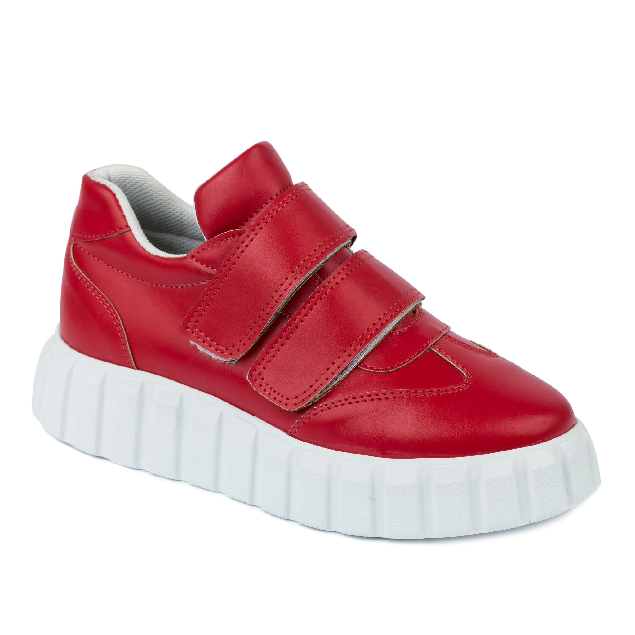 HIGH SOLE SNEAKERS WITH VELCRO BAND - RED