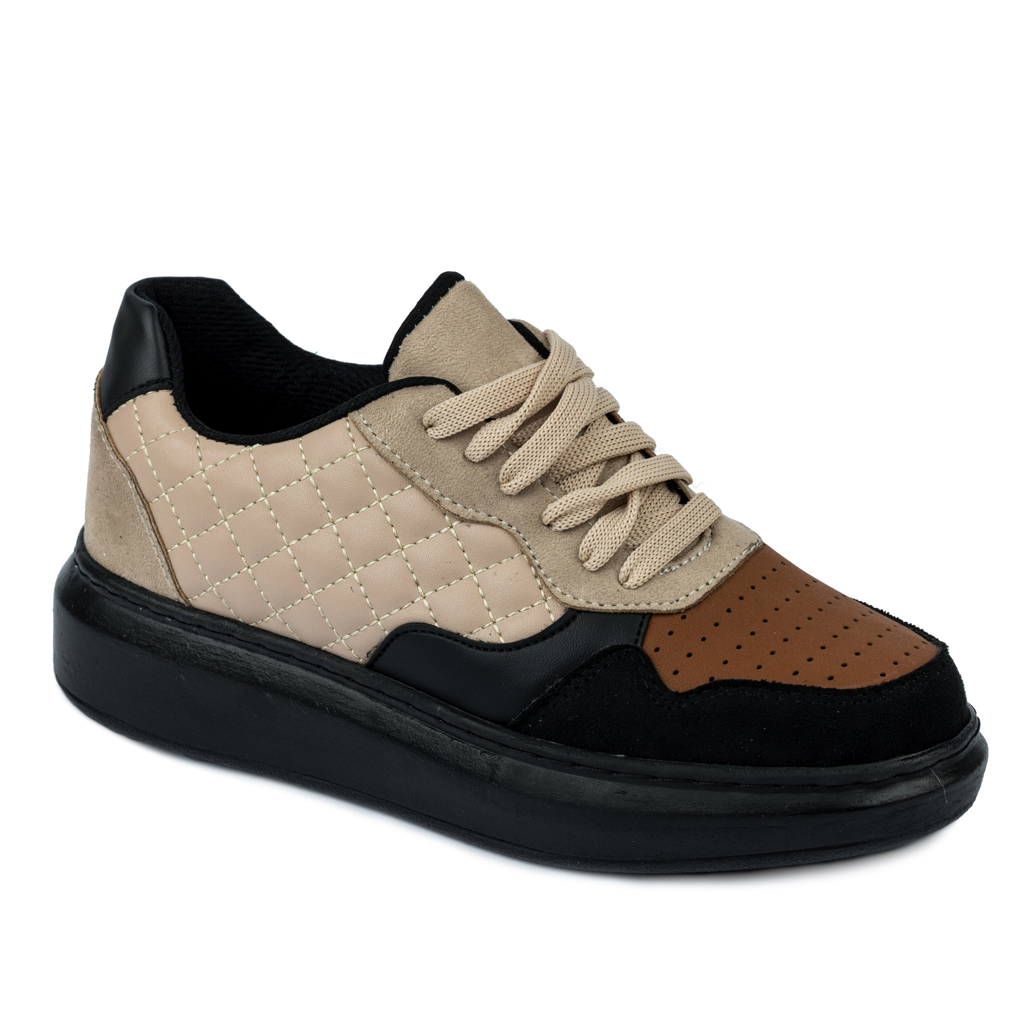 SAW SNEAKERS WITH HIGH SOLE - CAMEL/BLACK