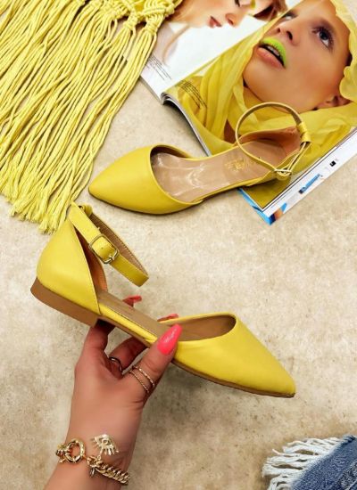 OPEN FLATS WITH BELT - YELLOW