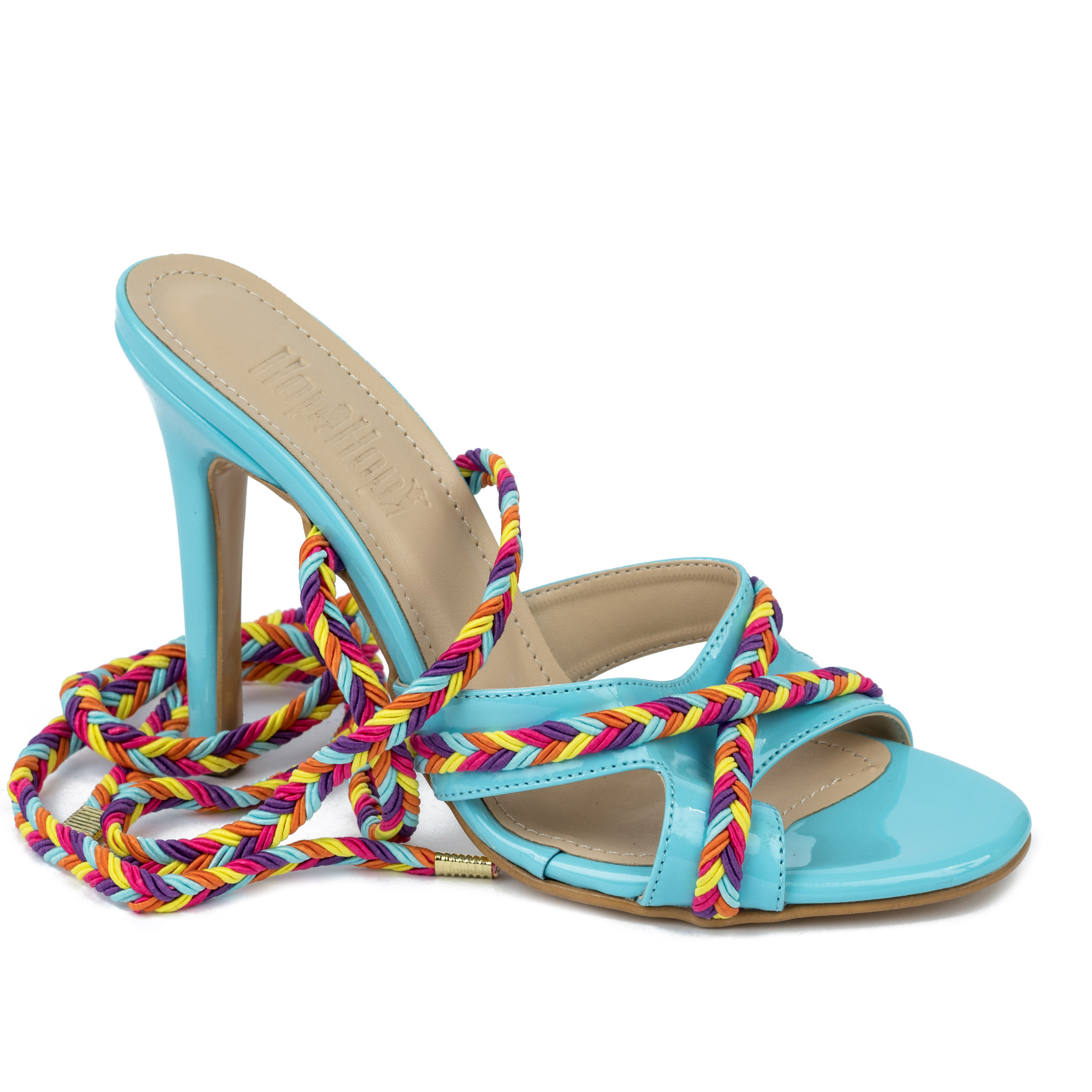 LACE UP SANDALS THIN HEEL - BLUE
