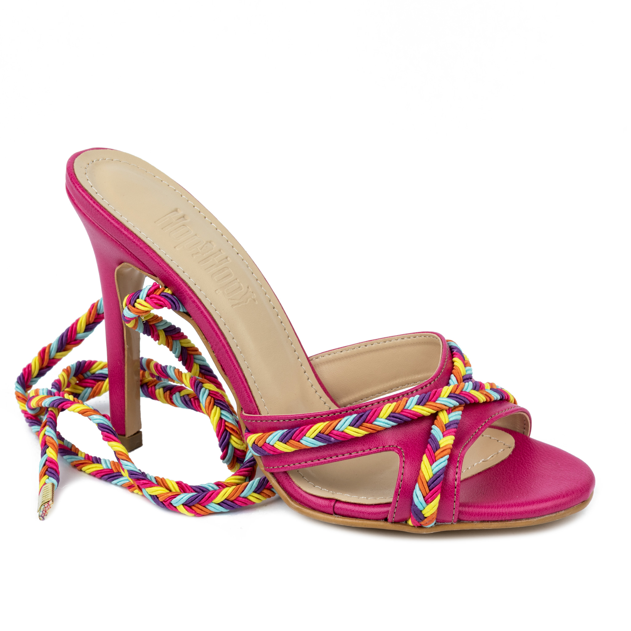 LACE UP SANDALS THIN HEEL - PINK