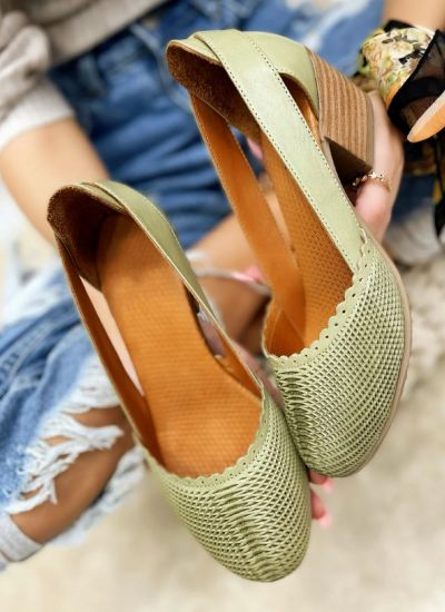 Leather high-heels MANIKA - GREEN
