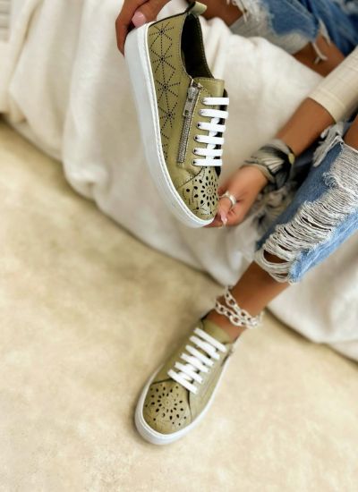Leather sneakers SARAH - GREEN
