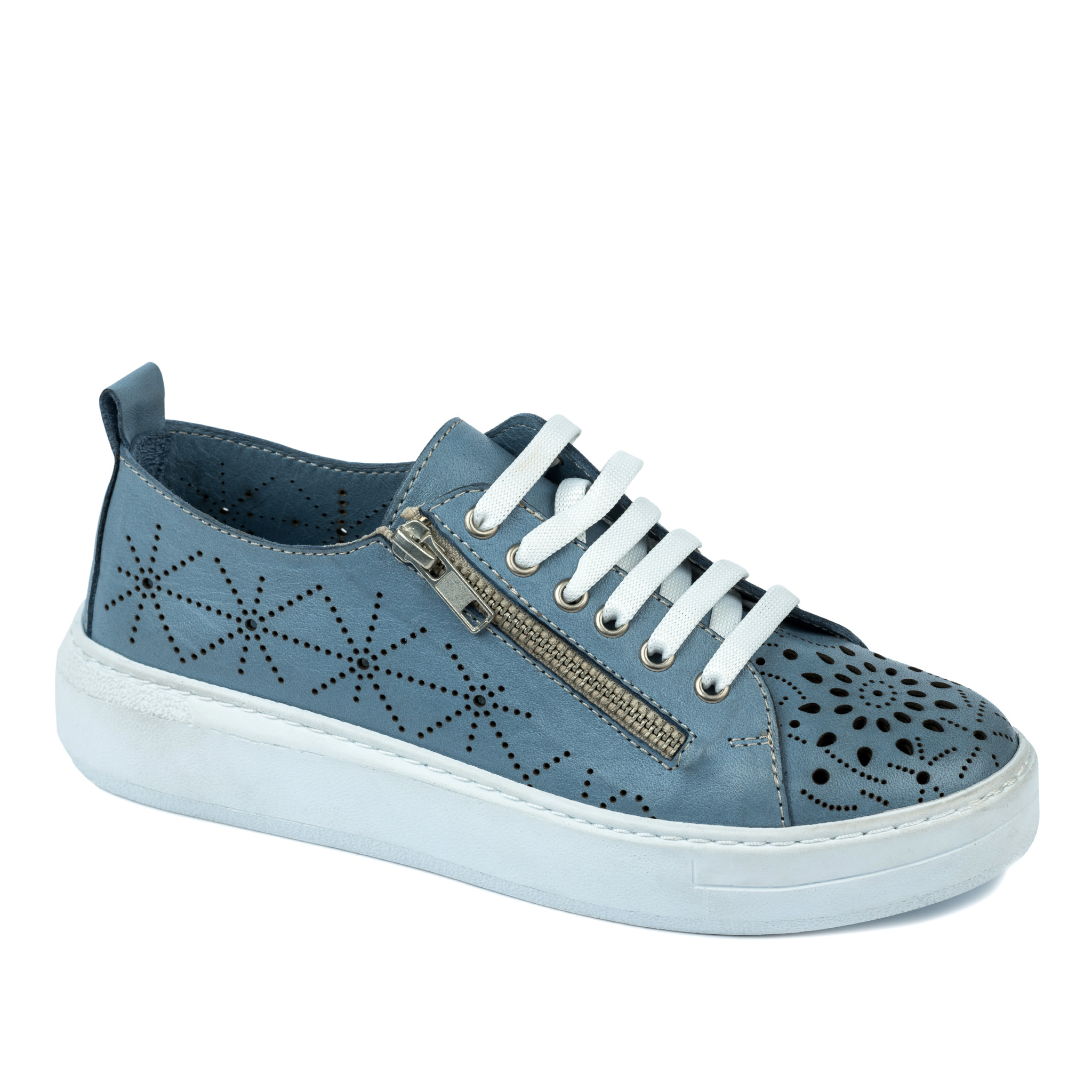 Leather sneakers A494 - BLUE