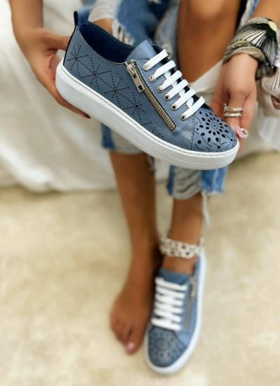 Leather sneakers A494 - BLUE