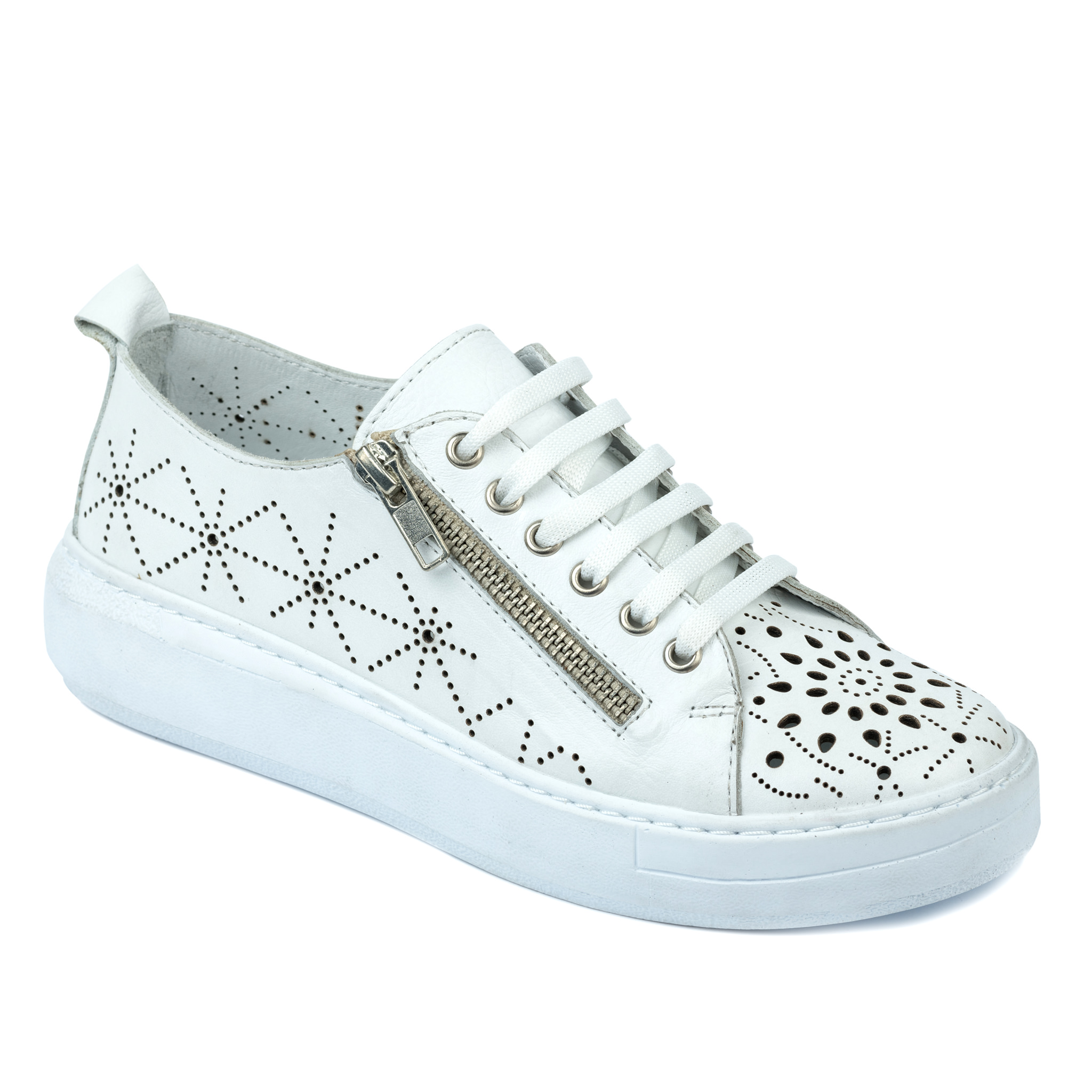 Leather sneakers A494 - WHITE