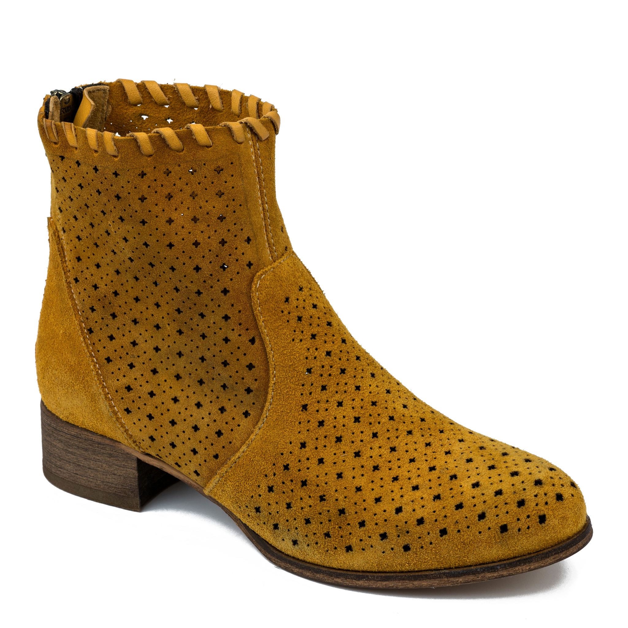 Leather summer boots A184 - OCHRE