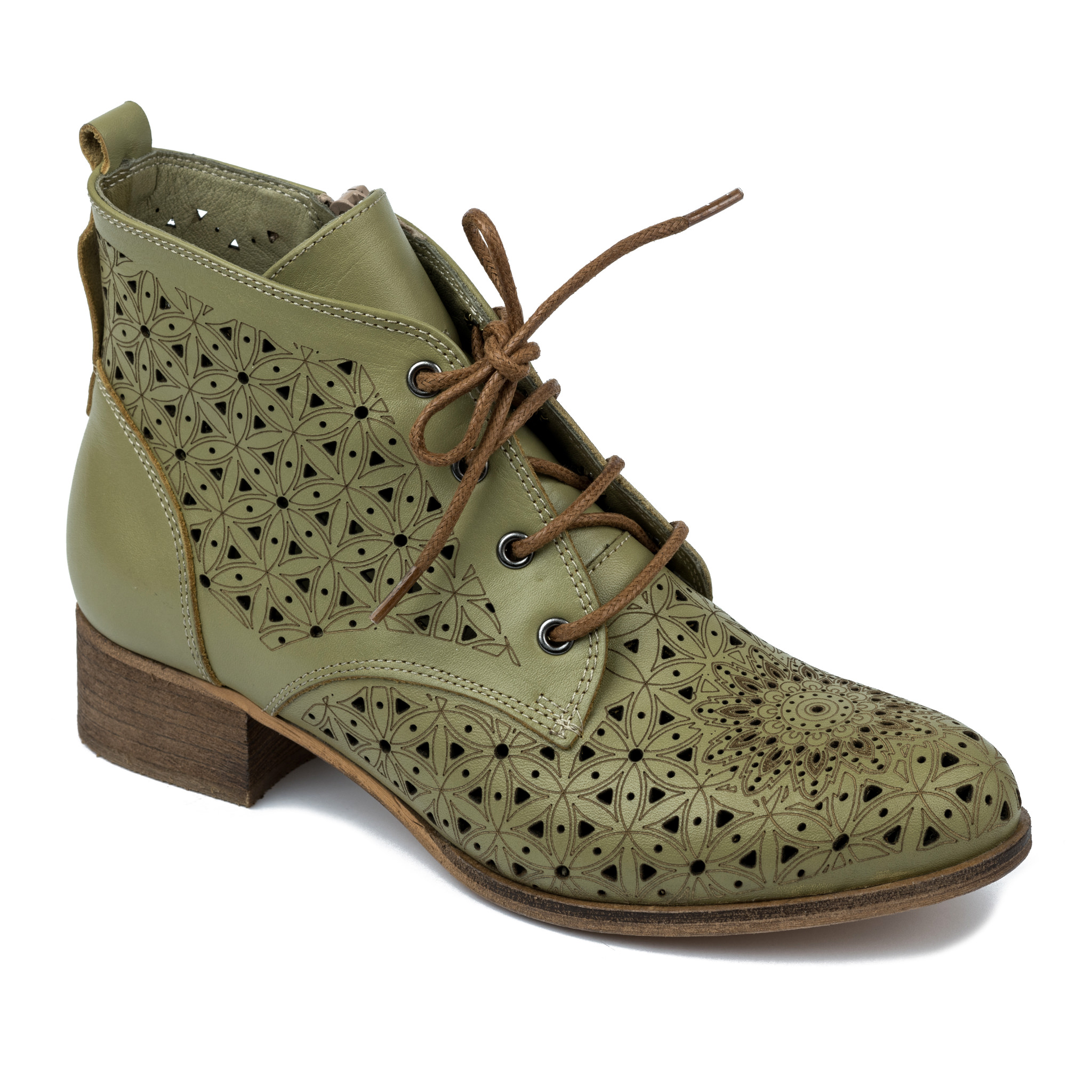 Leather summer boots A535 - GREEN