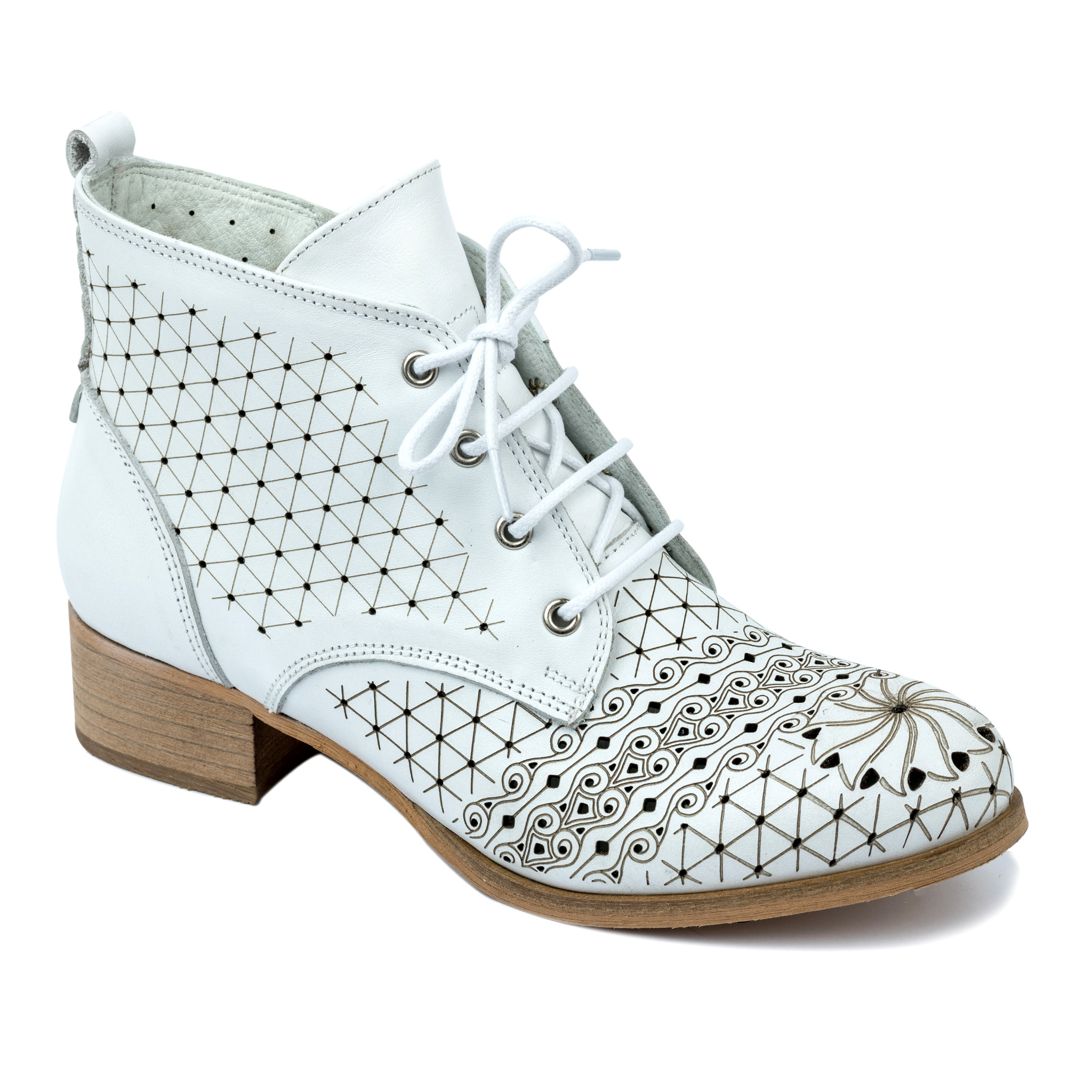 Leather summer boots A535 - WHITE