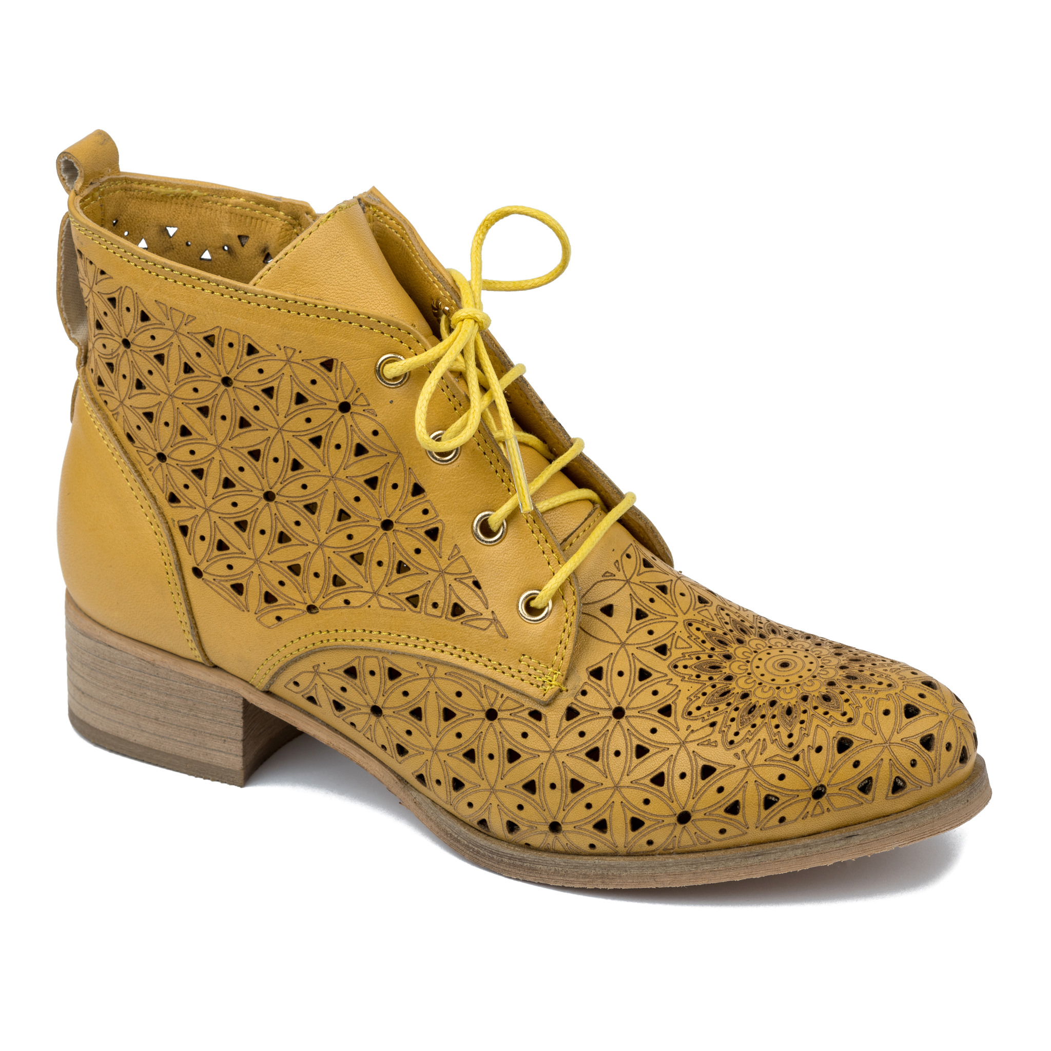 Leather summer boots A535 - OCHRE