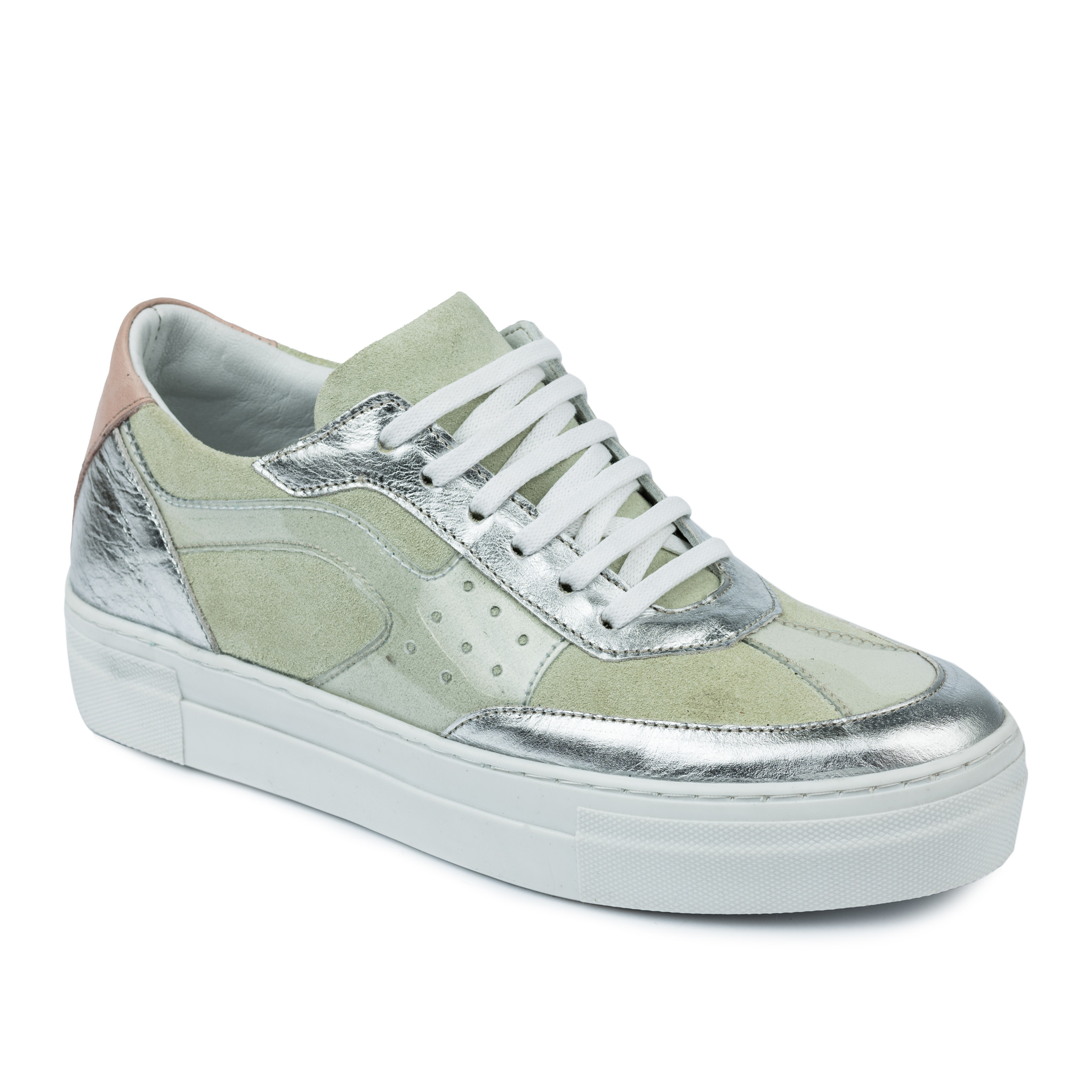 Leather sneakers A541 - SILVER