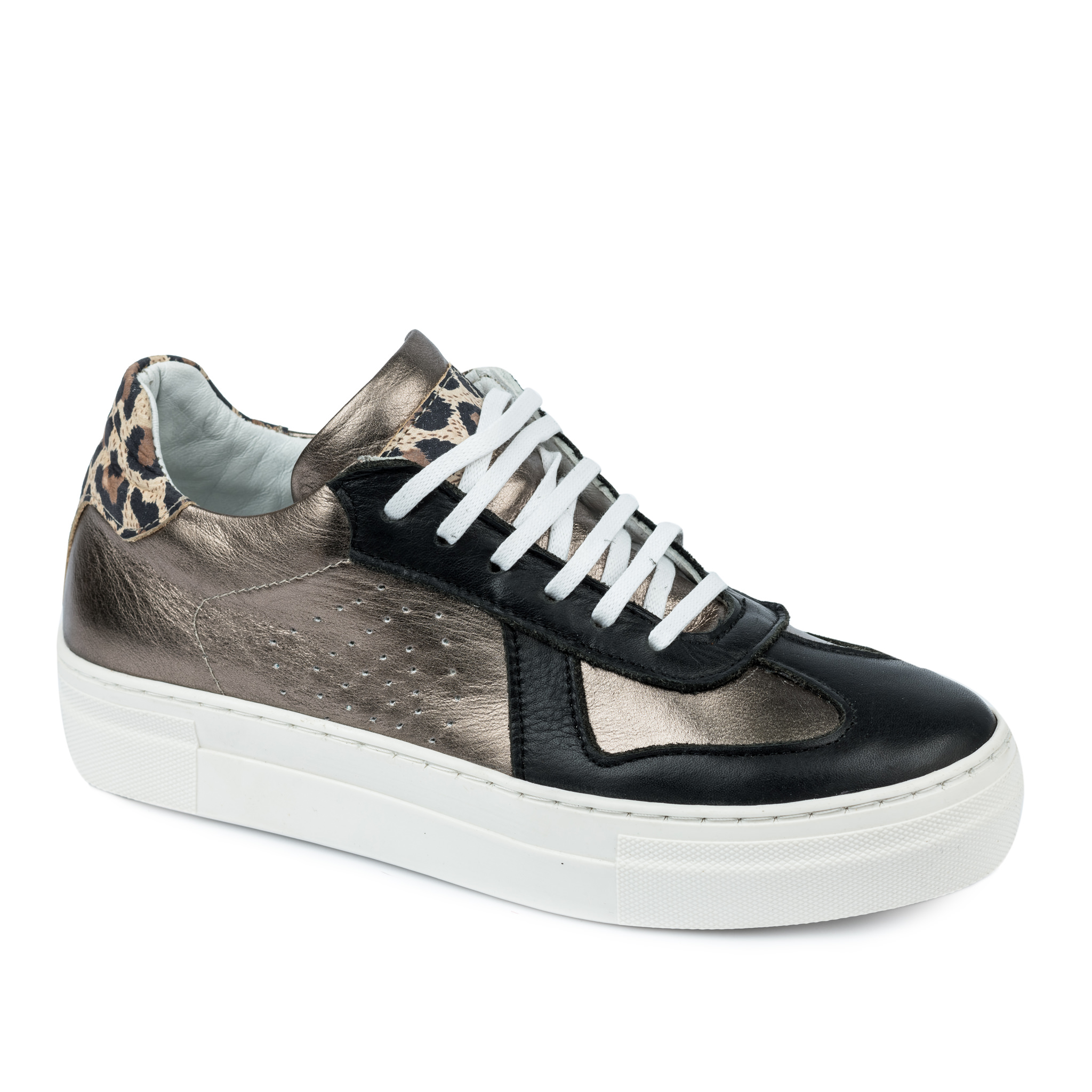 Leather sneakers A542 - BLACK