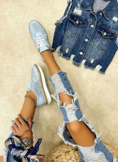 Leather sneakers A546 - BLUE