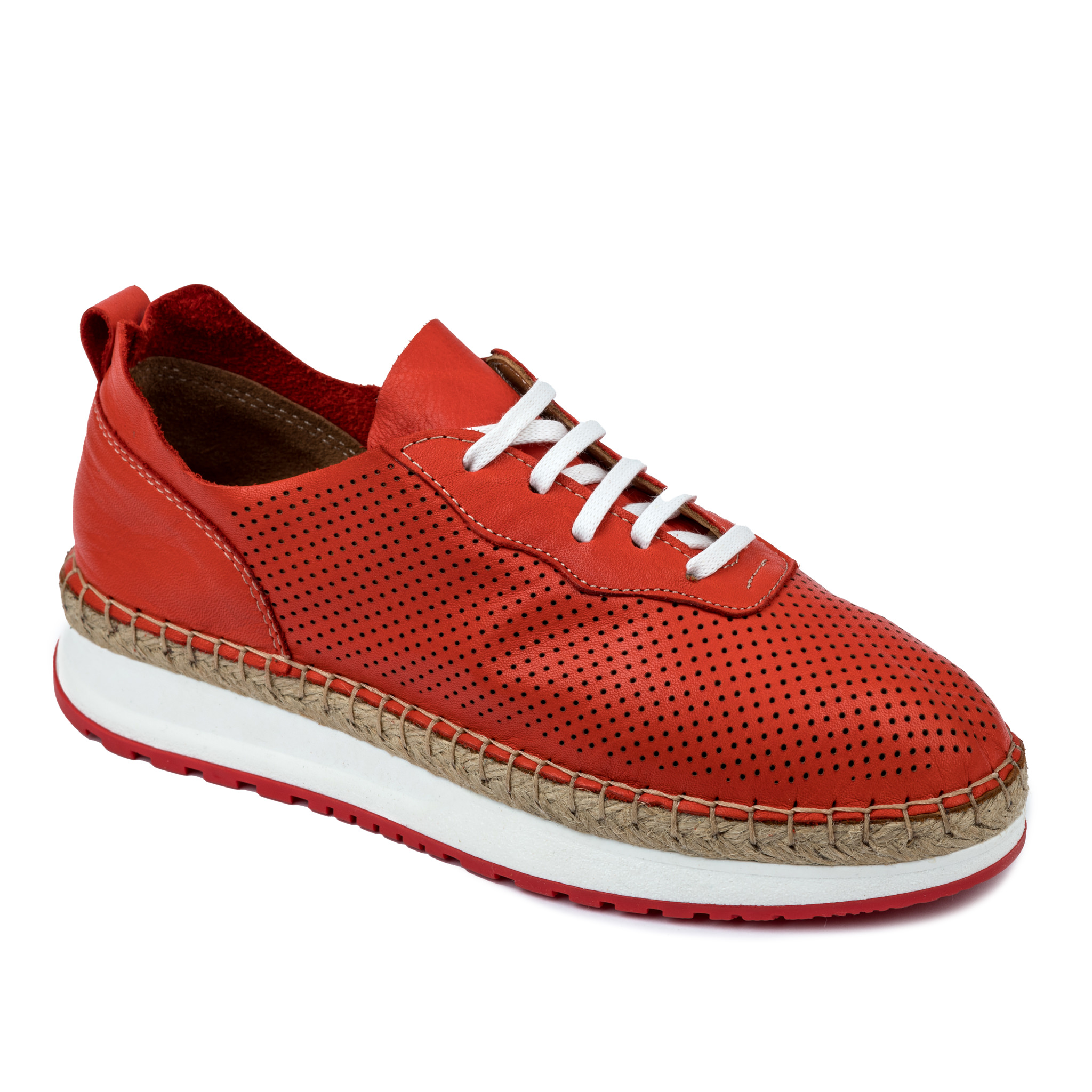 Leather sneakers A548 - ORANGE
