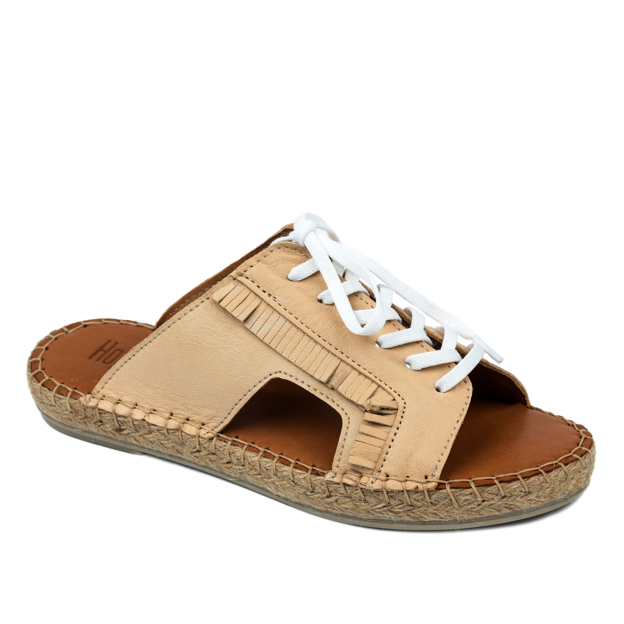 Leather slippers REEVI - BEIGE