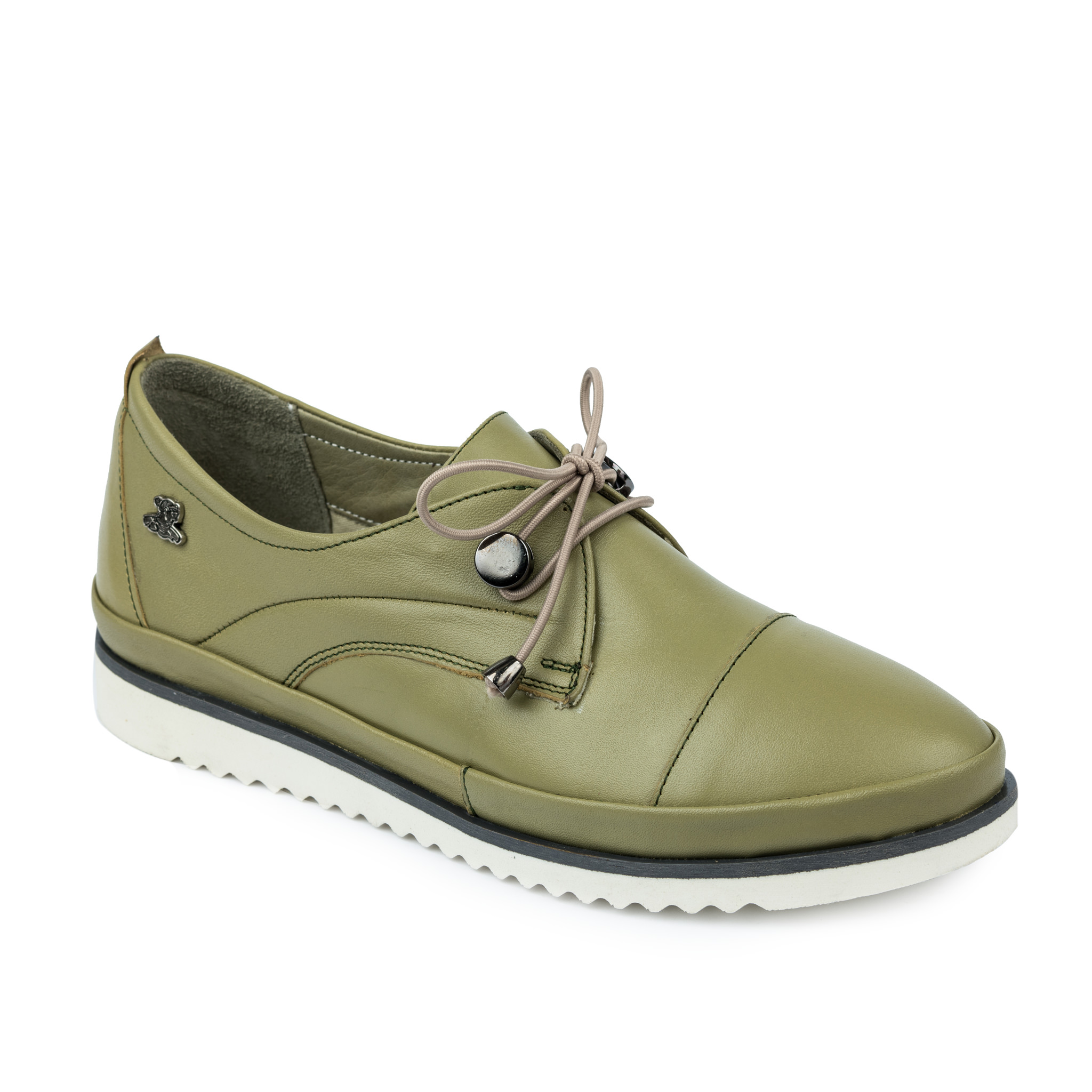 Flat leather shoes A566 - GREEN