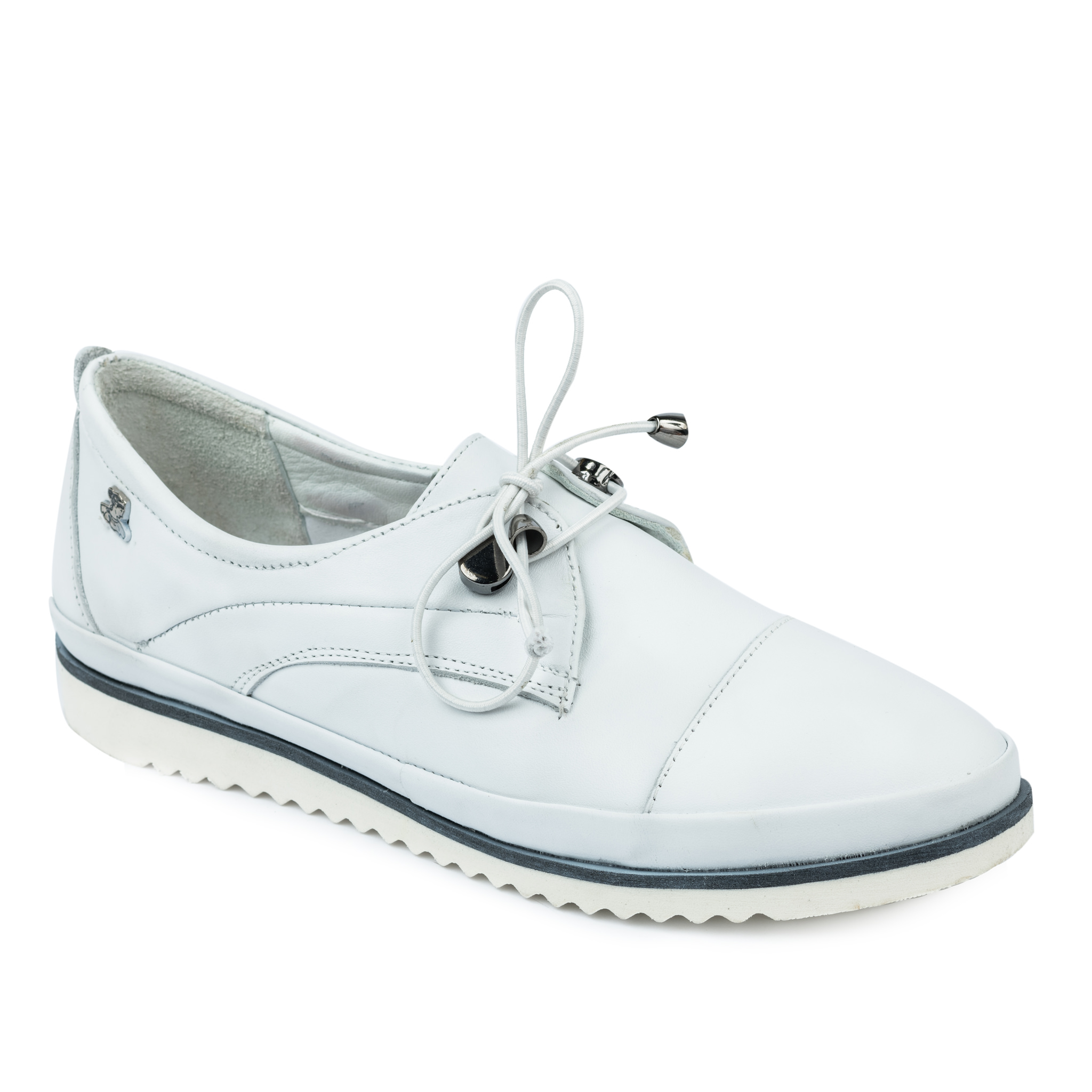 Flat leather shoes A566 - WHITE