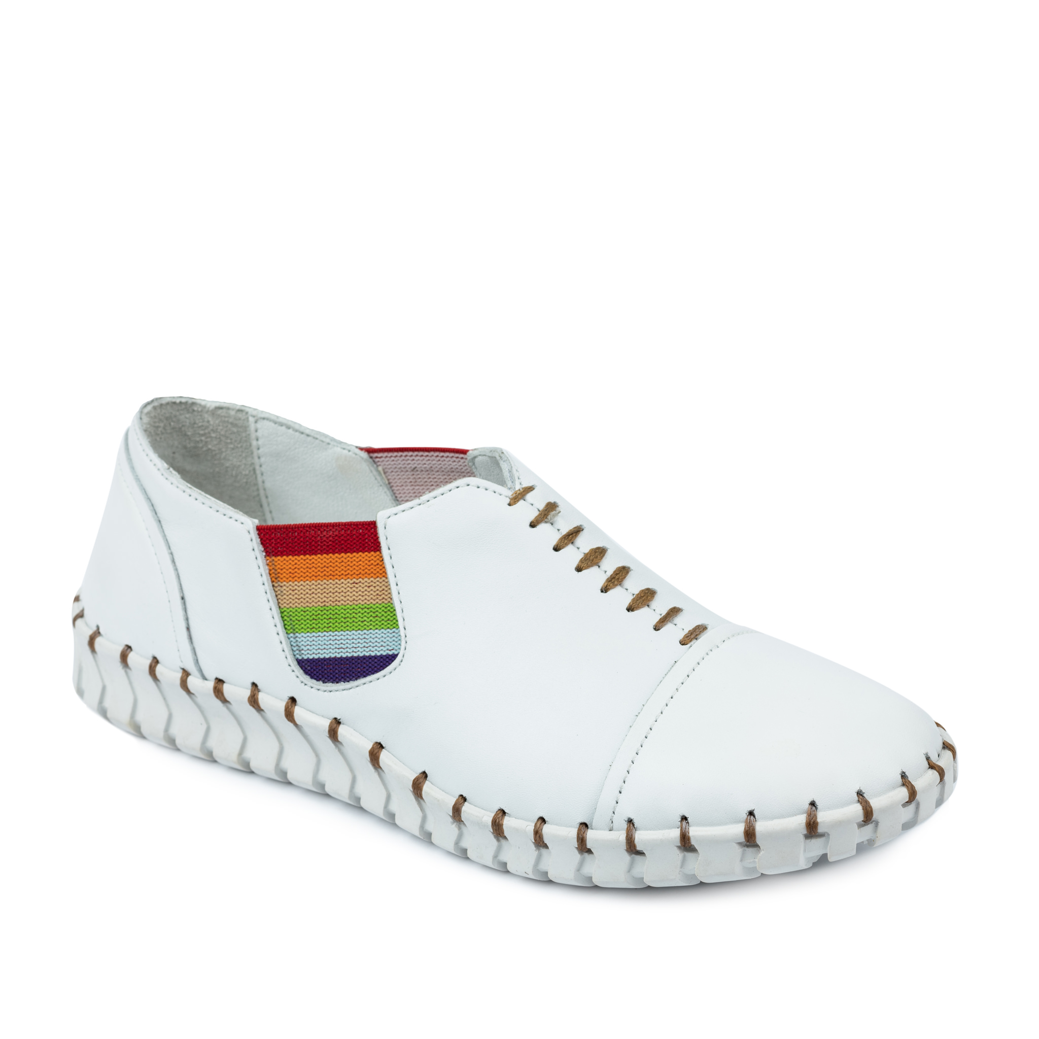 Flat leather shoes A569 - WHITE