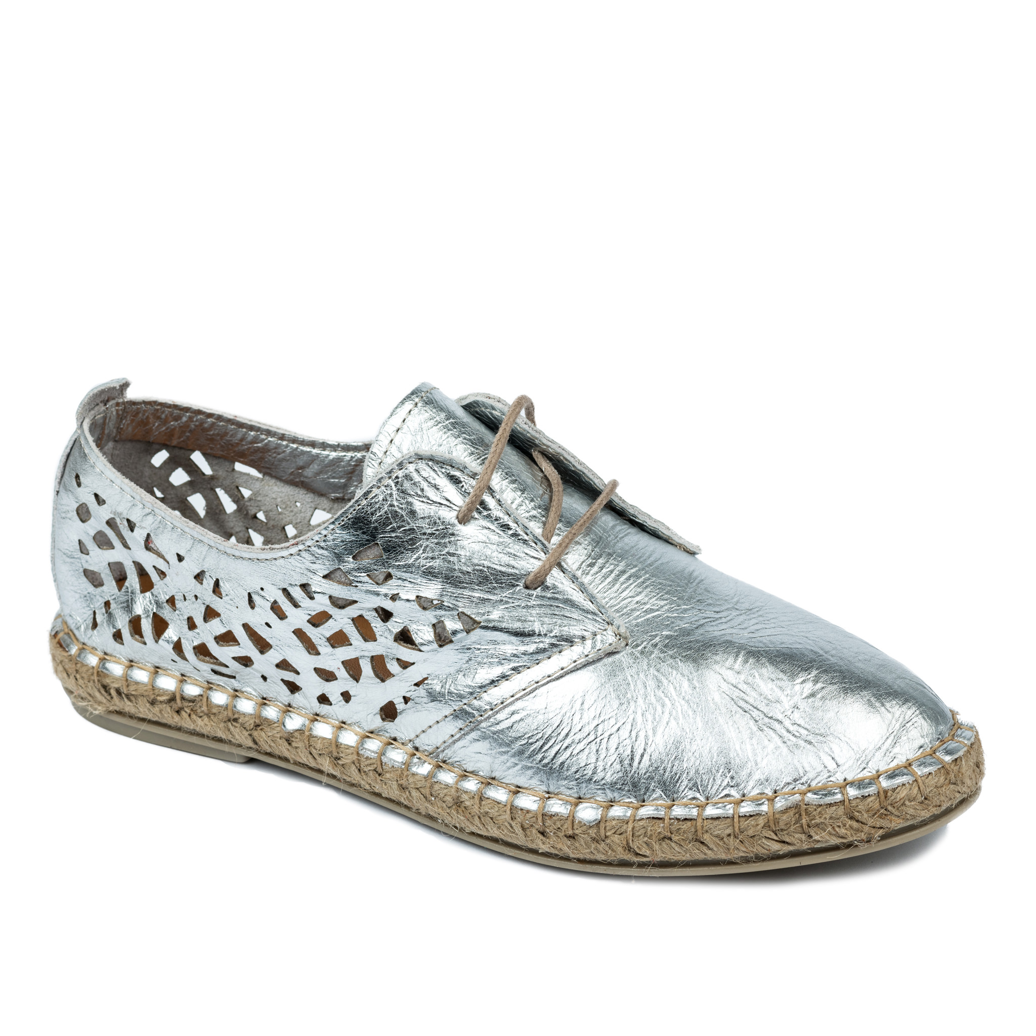 Leather espadrilles A573 - SILVER