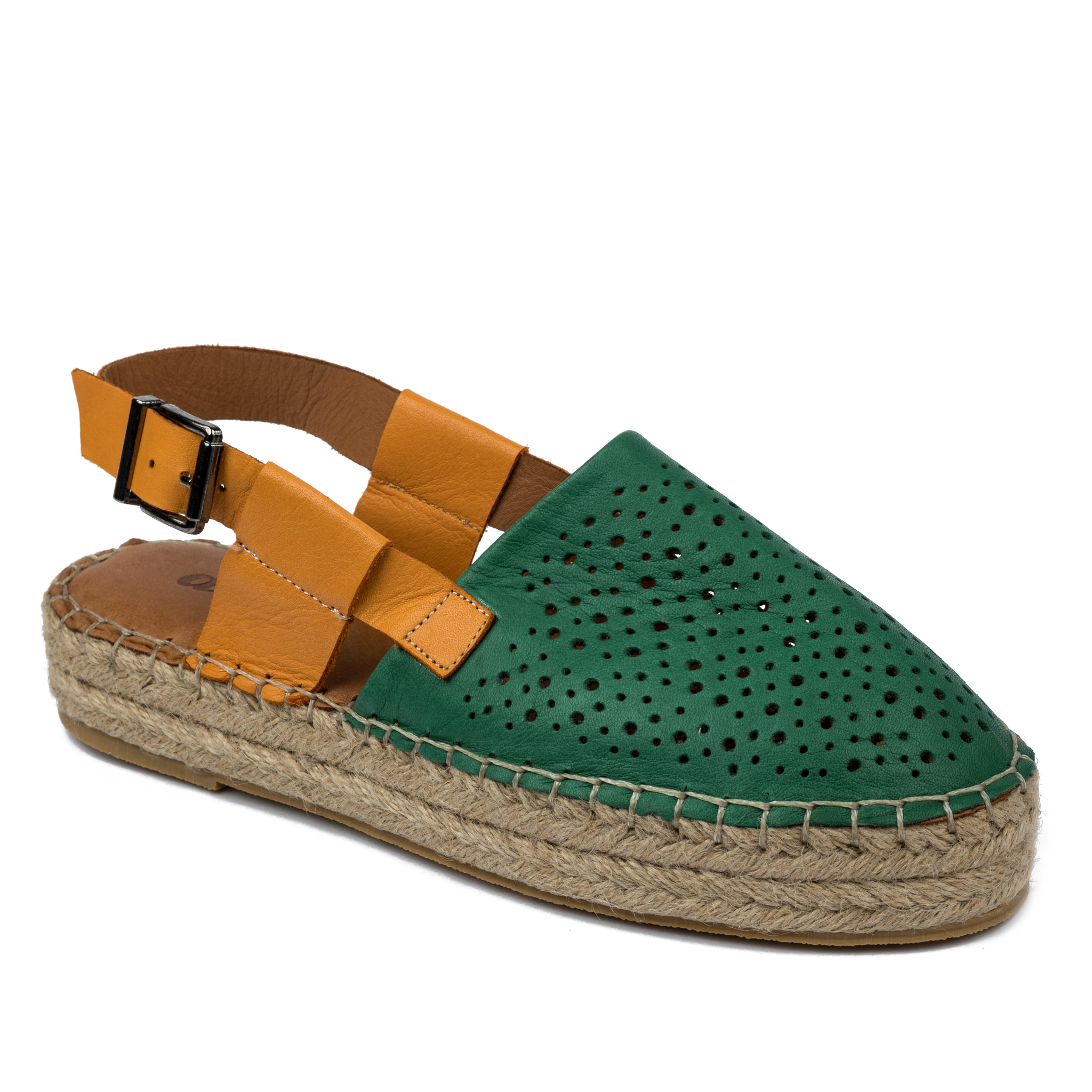 Leather espadrilles A581 - GREEN