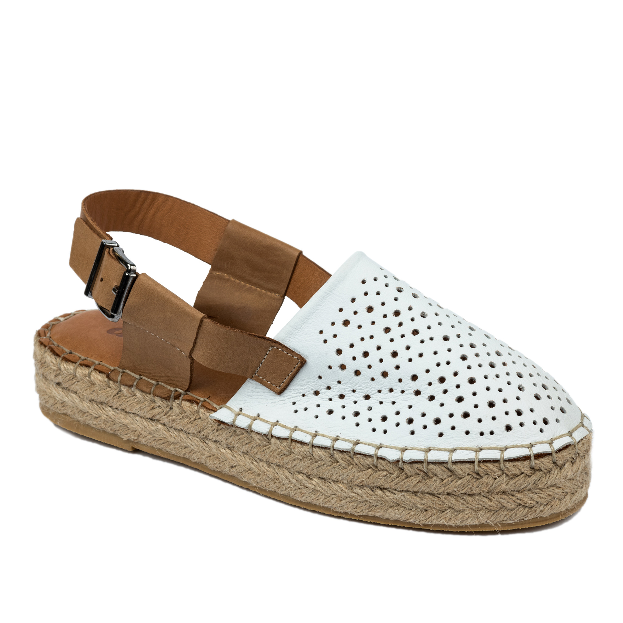 Leather espadrilles A581 - WHITE