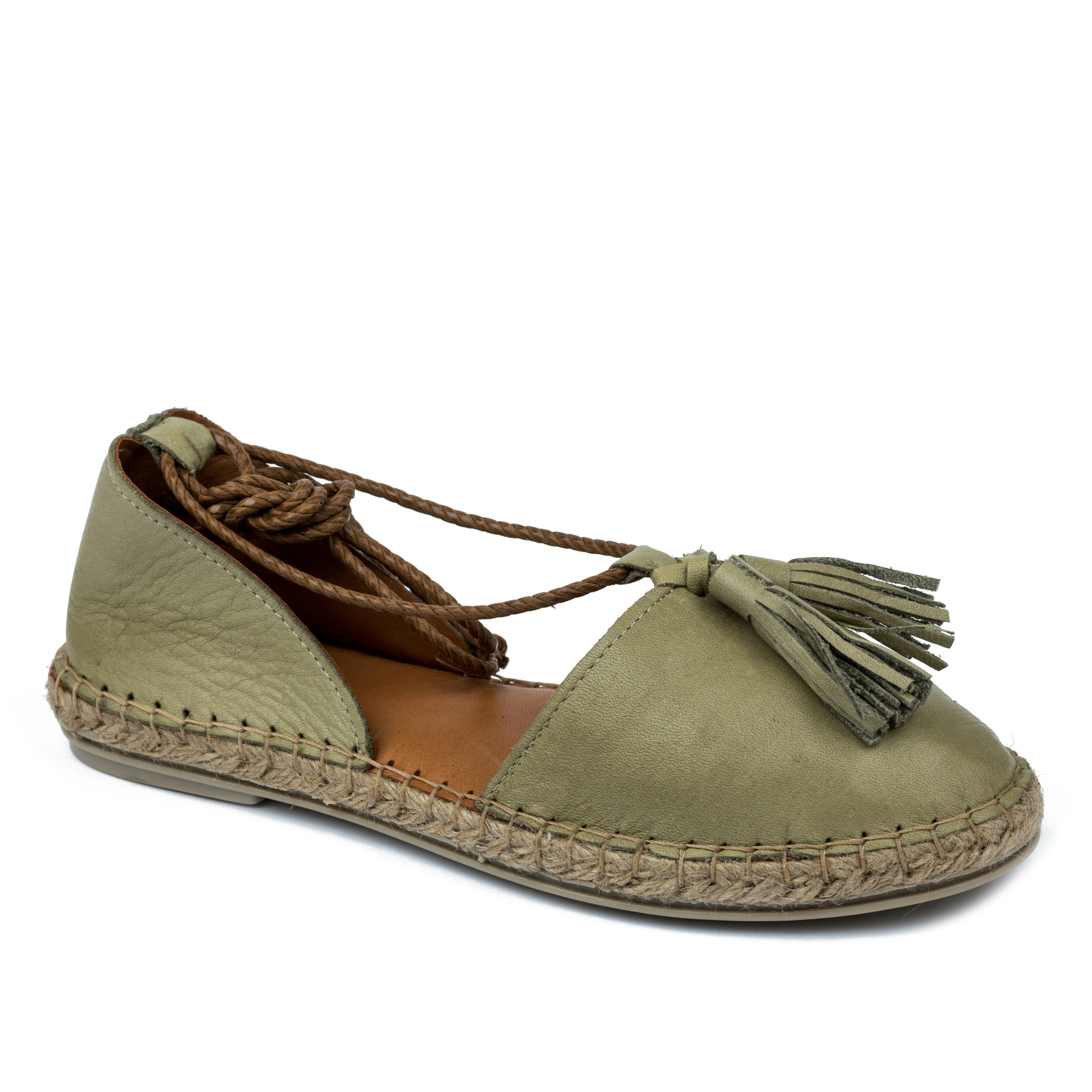 Leather espadrilles A582 - GREEN