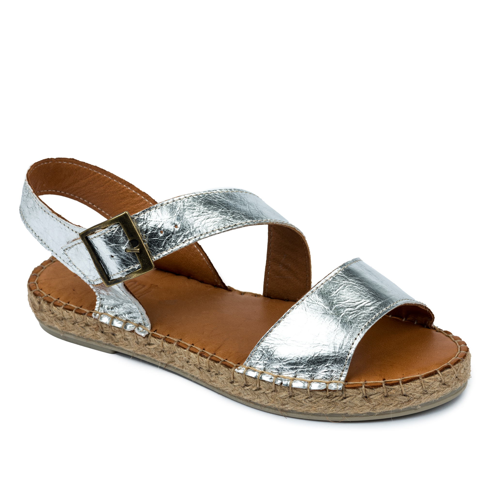 Leather espadrilles A589 - SILVER