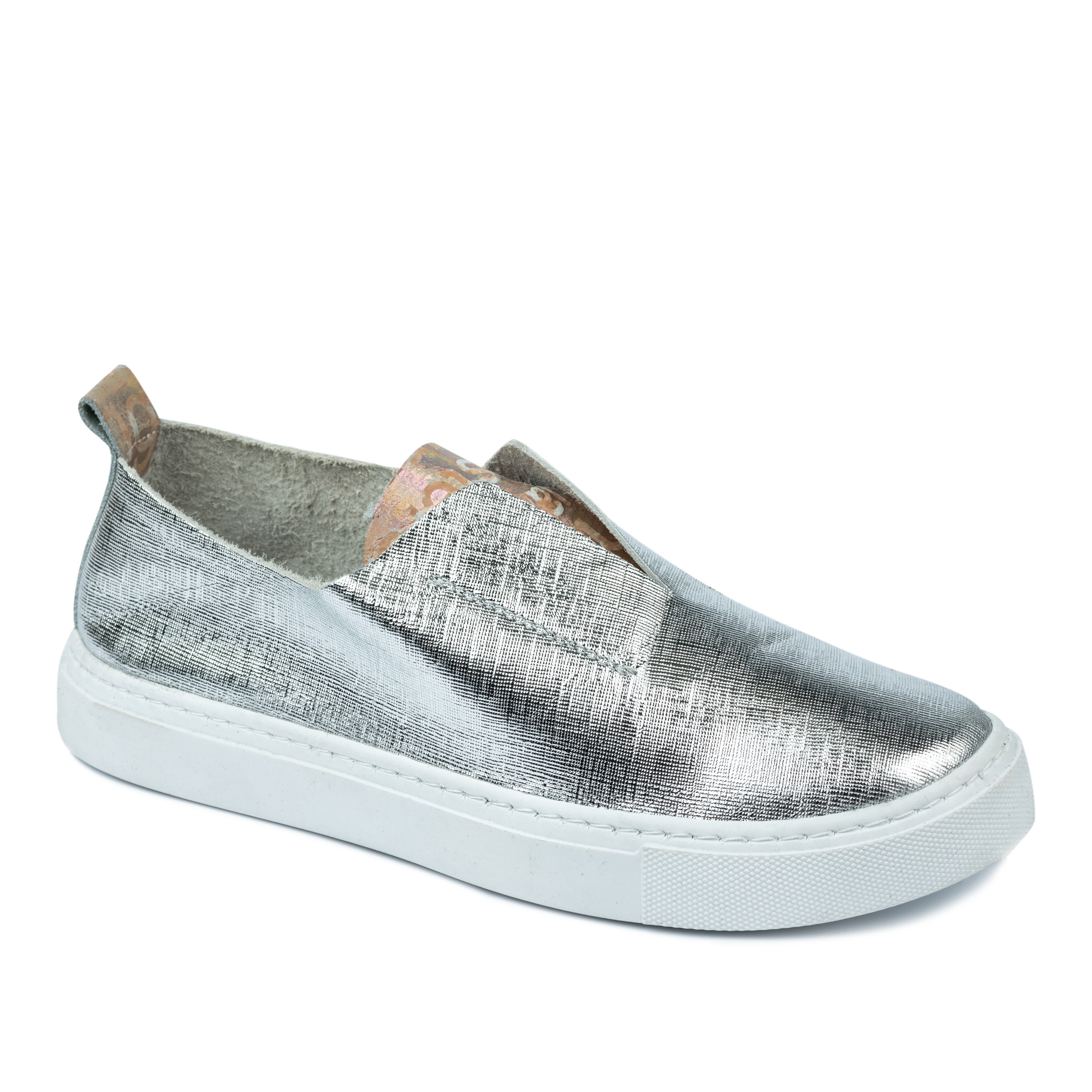 Leather moccasins A595 - SILVER