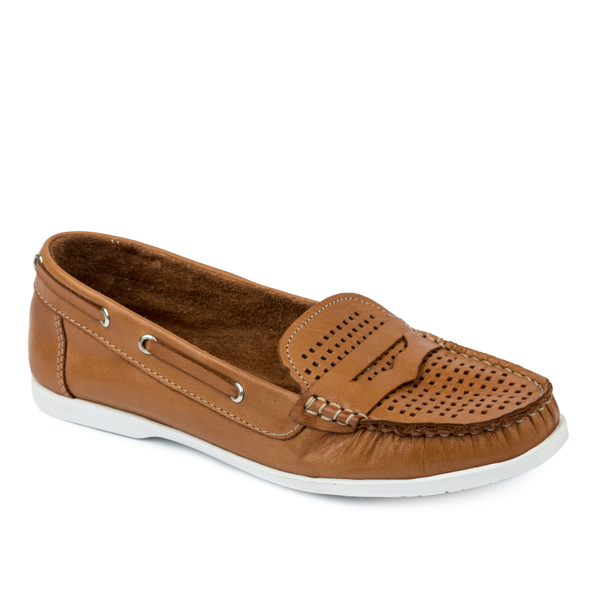 Leather moccasins A597 - CAMEL