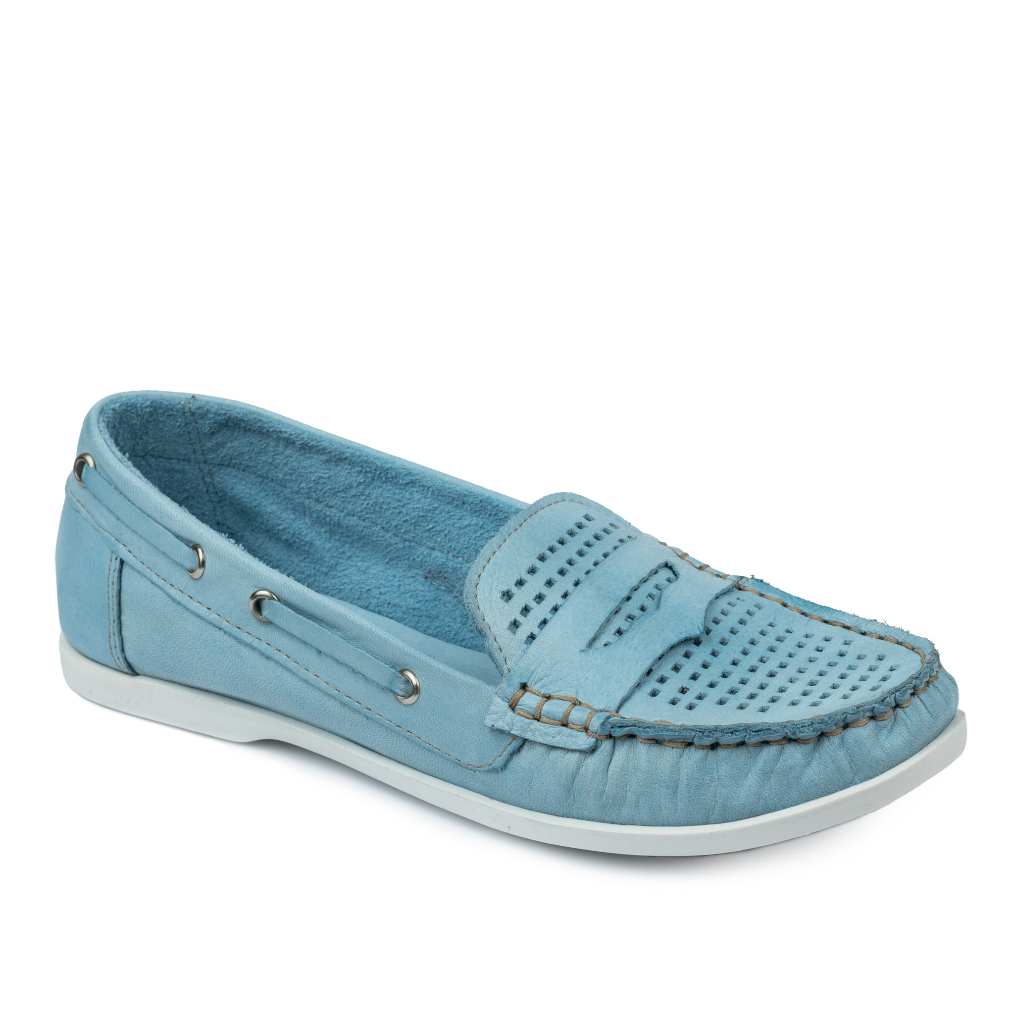 Leather moccasins A597 - BLUE