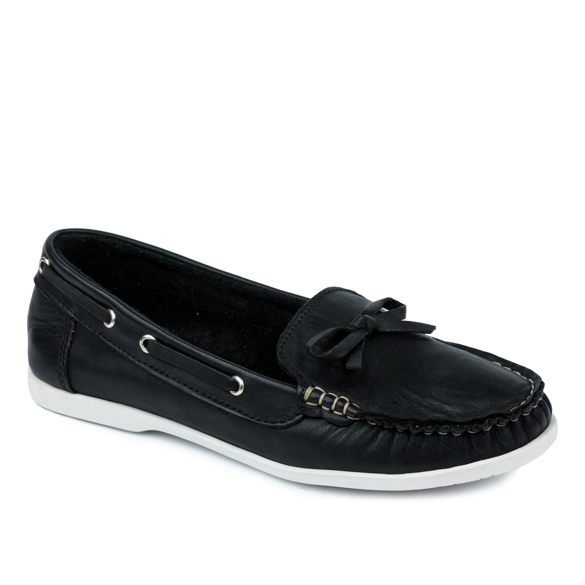 Leather moccasins A598 - BLACK
