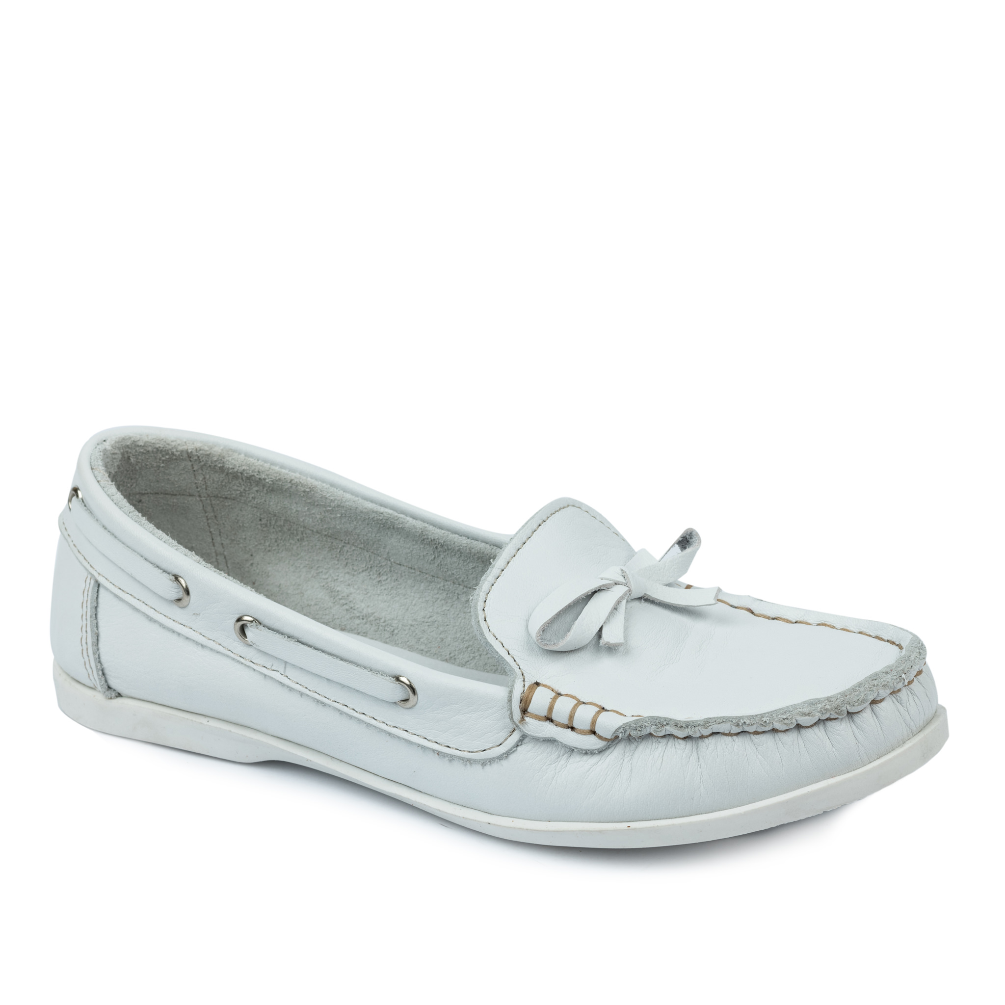 Leather moccasins A598 - WHITE