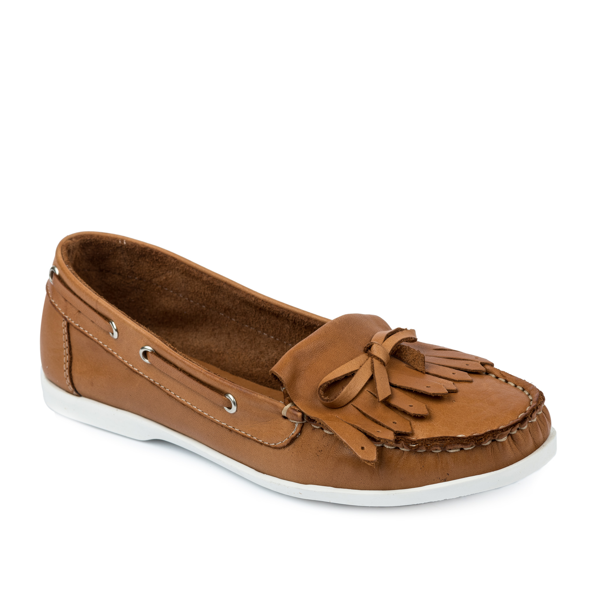 Leather moccasins A599 - CAMEL