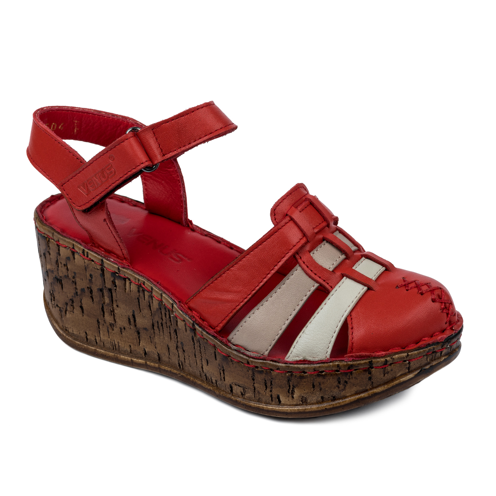 Leather sandals A191 - RED