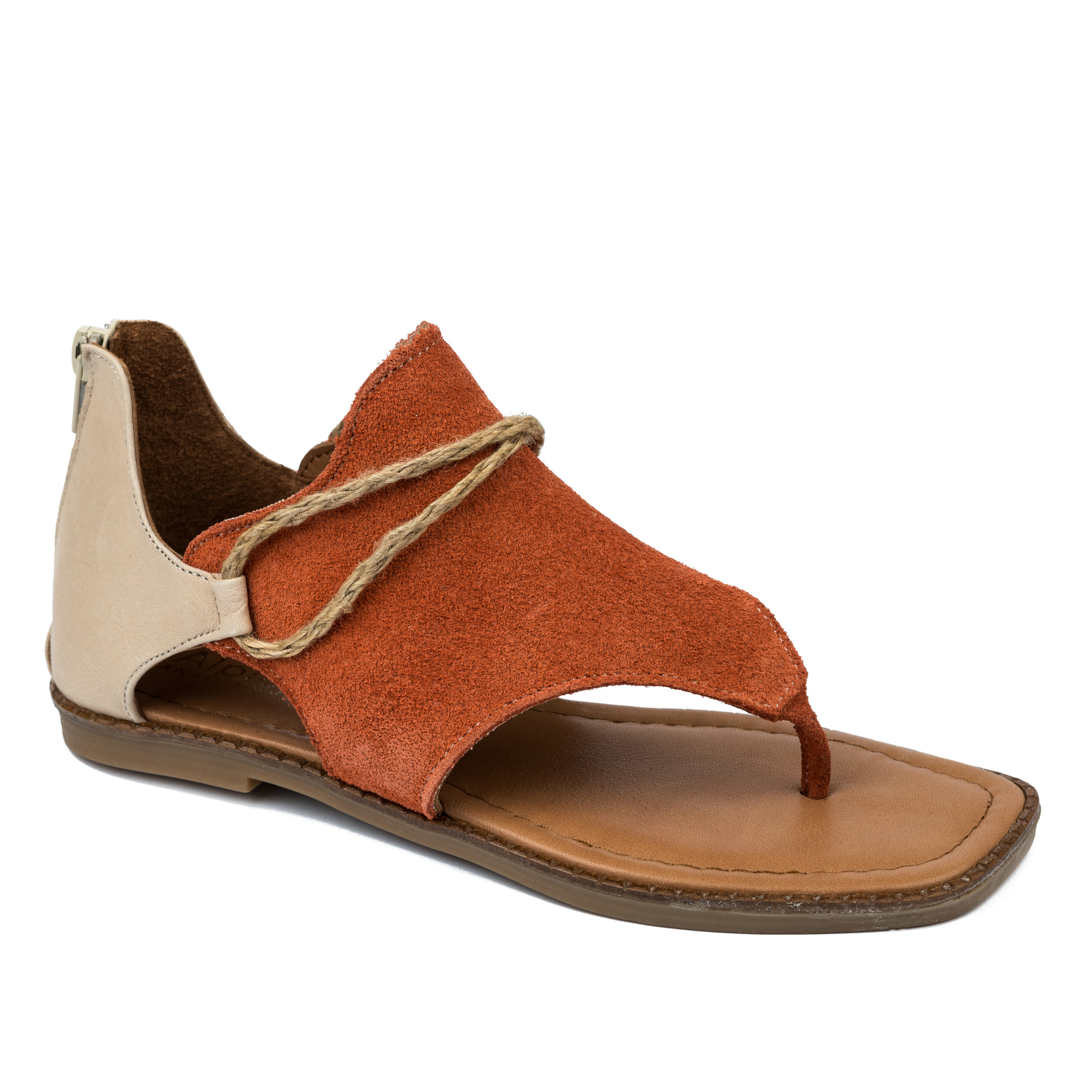Leather sandals A643 - ORANGE