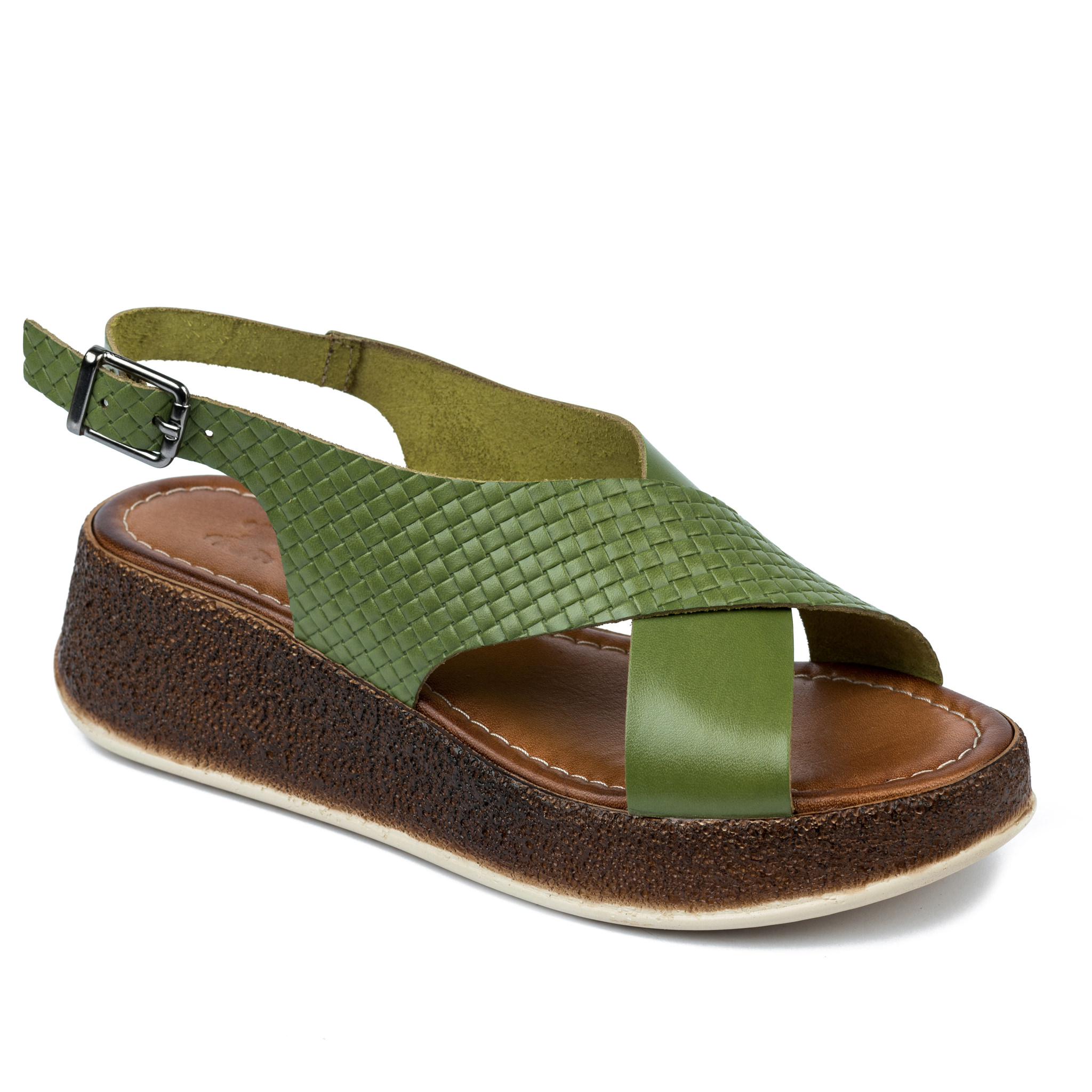 Leather sandals A647 - GREEN