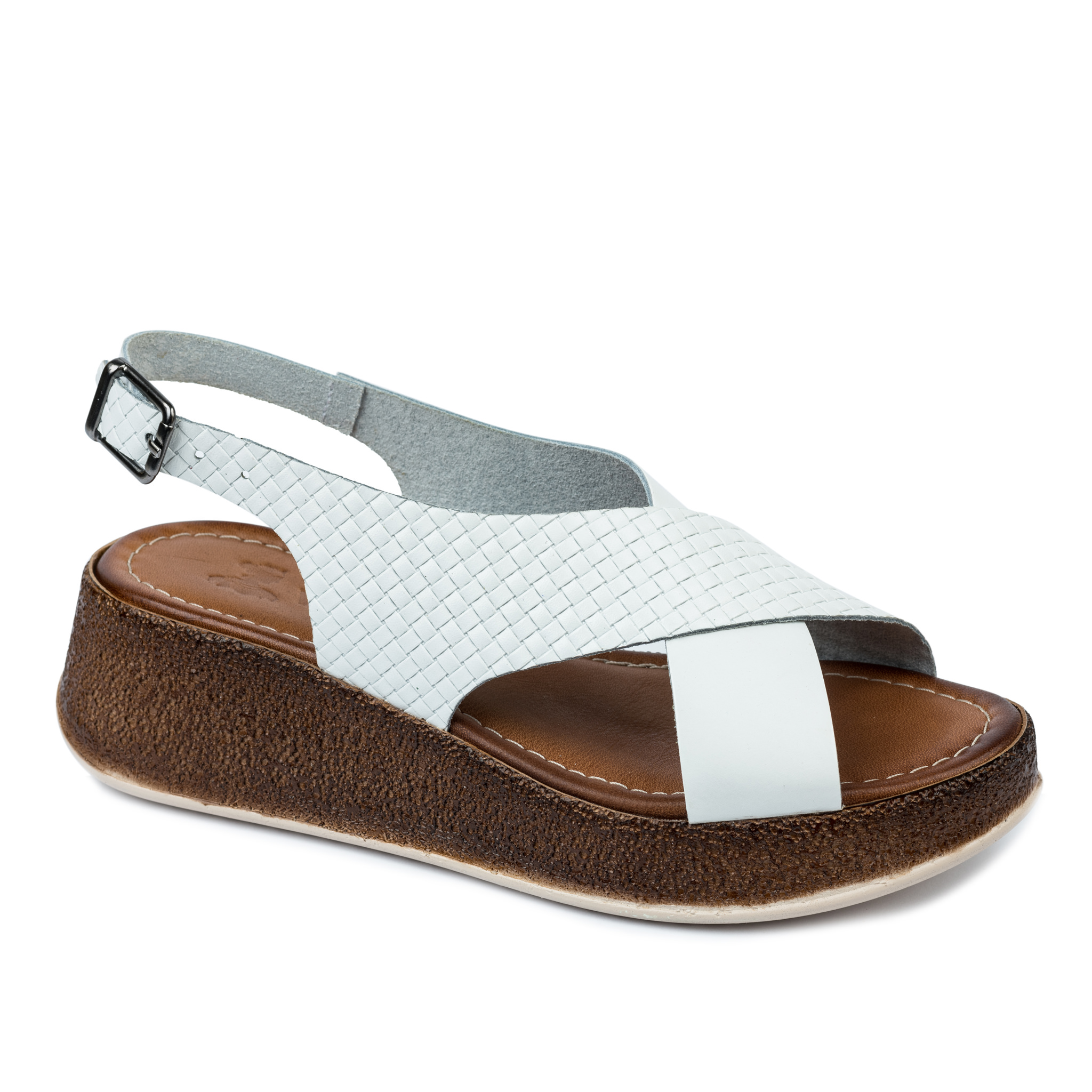 Leather sandals A647 - WHITE
