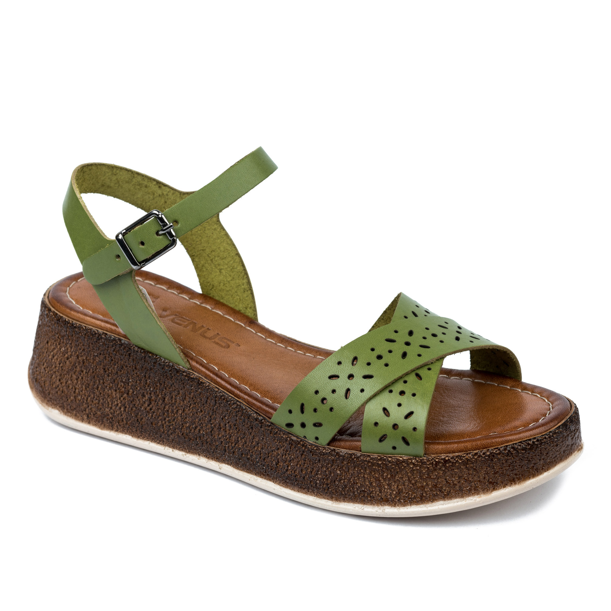 Leather sandals A648 - GREEN